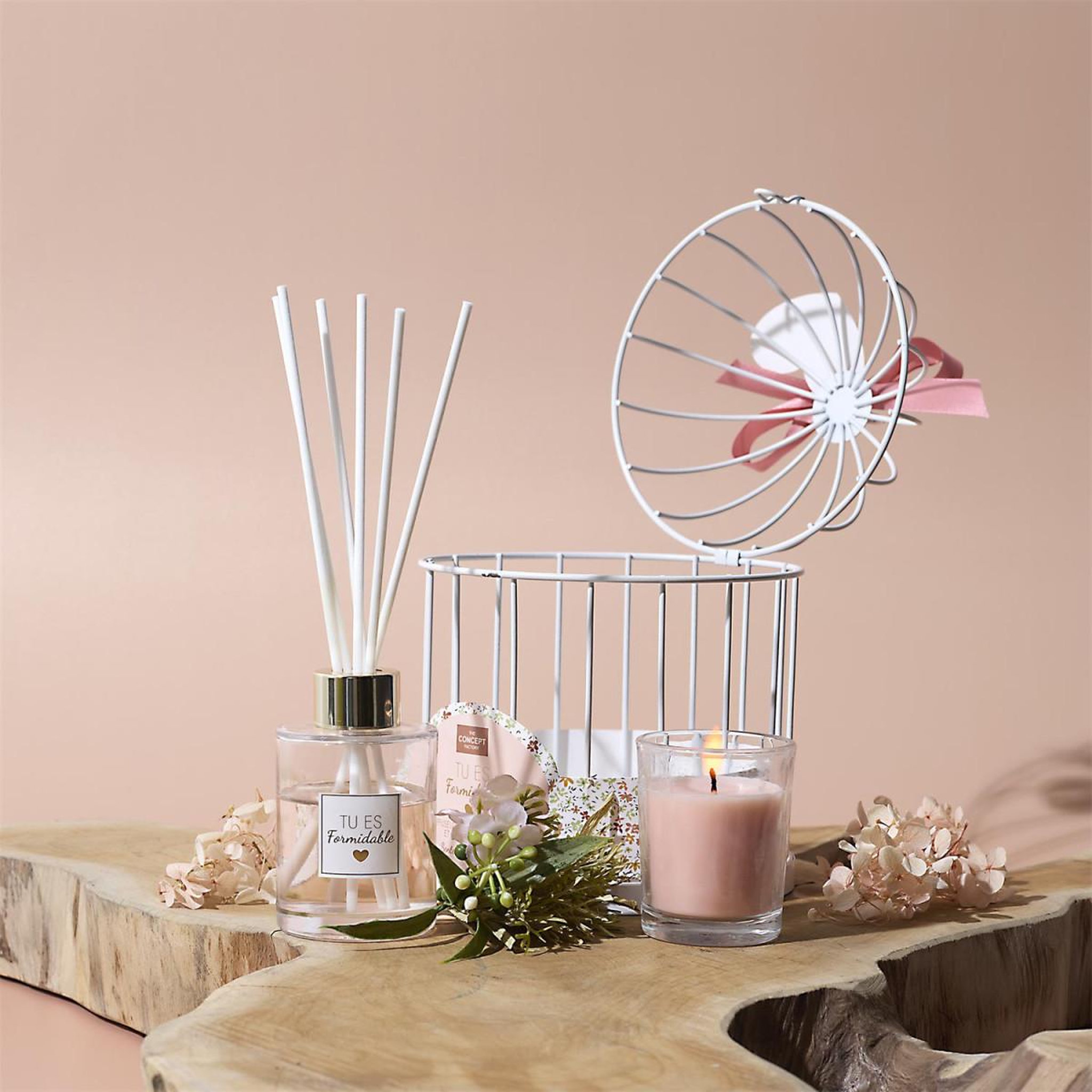 Voir la diapositive 6 : The Home Deco Factory Coffret senteur  cage  20cm rêve poudré