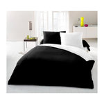LOVELY HOME Parure housse de couette 2 personnes - 220x240 cm - 100% Coton - Bicolore Noir et blanc