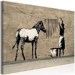 Paris Prix Tableau  Banksy - Washing Zebra on Concrete Wide. Coloris disponibles : Multicolore