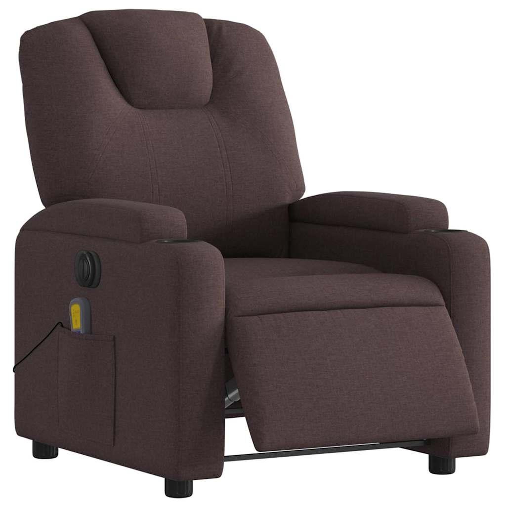 Voir la diapositive 3 : VIDAXL Fauteuil de massage inclinable electrique Marron fonce Tissu