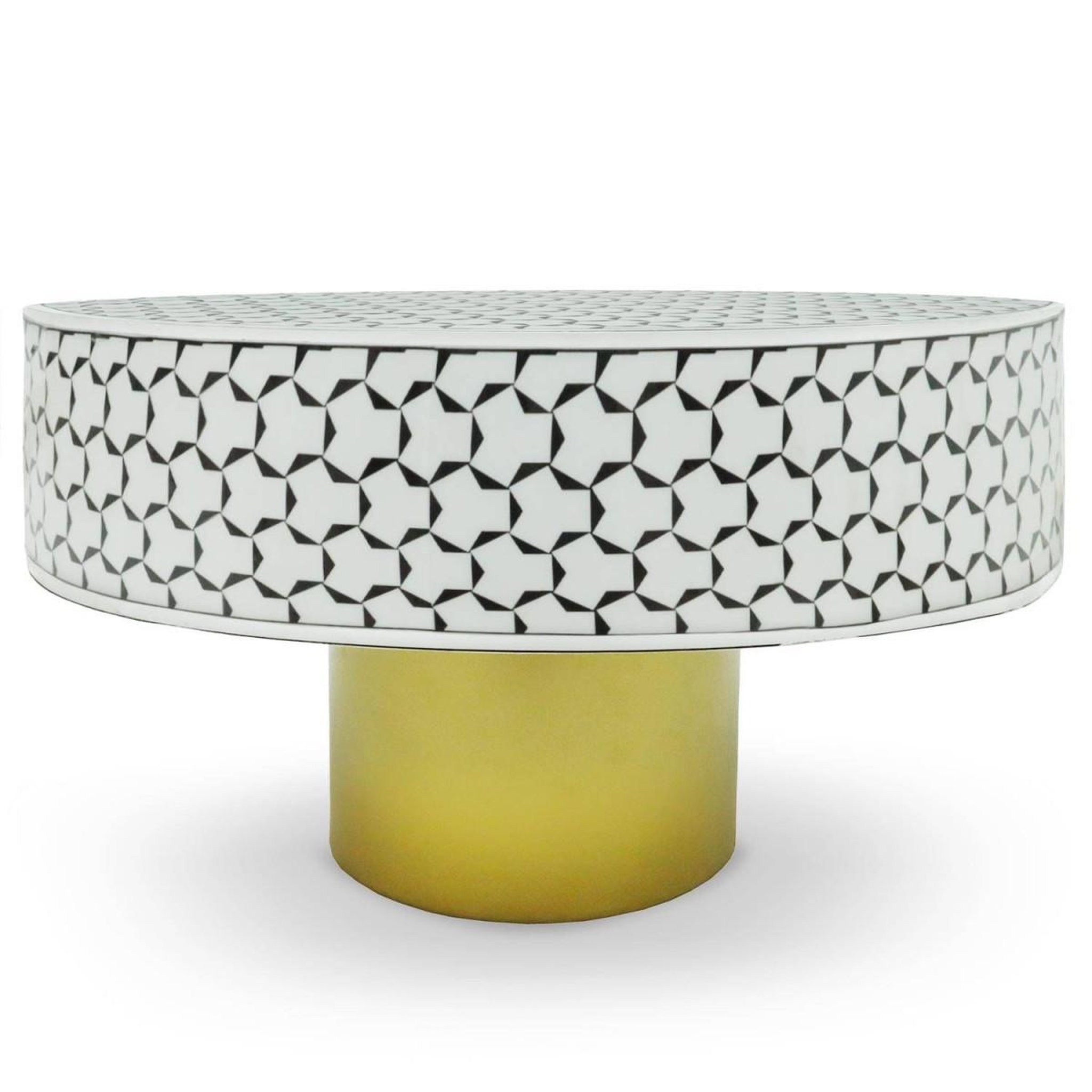Voir la diapositive 2 : Paris Prix Table Basse Ronde  Géométrique  71cm Noir & Blanc