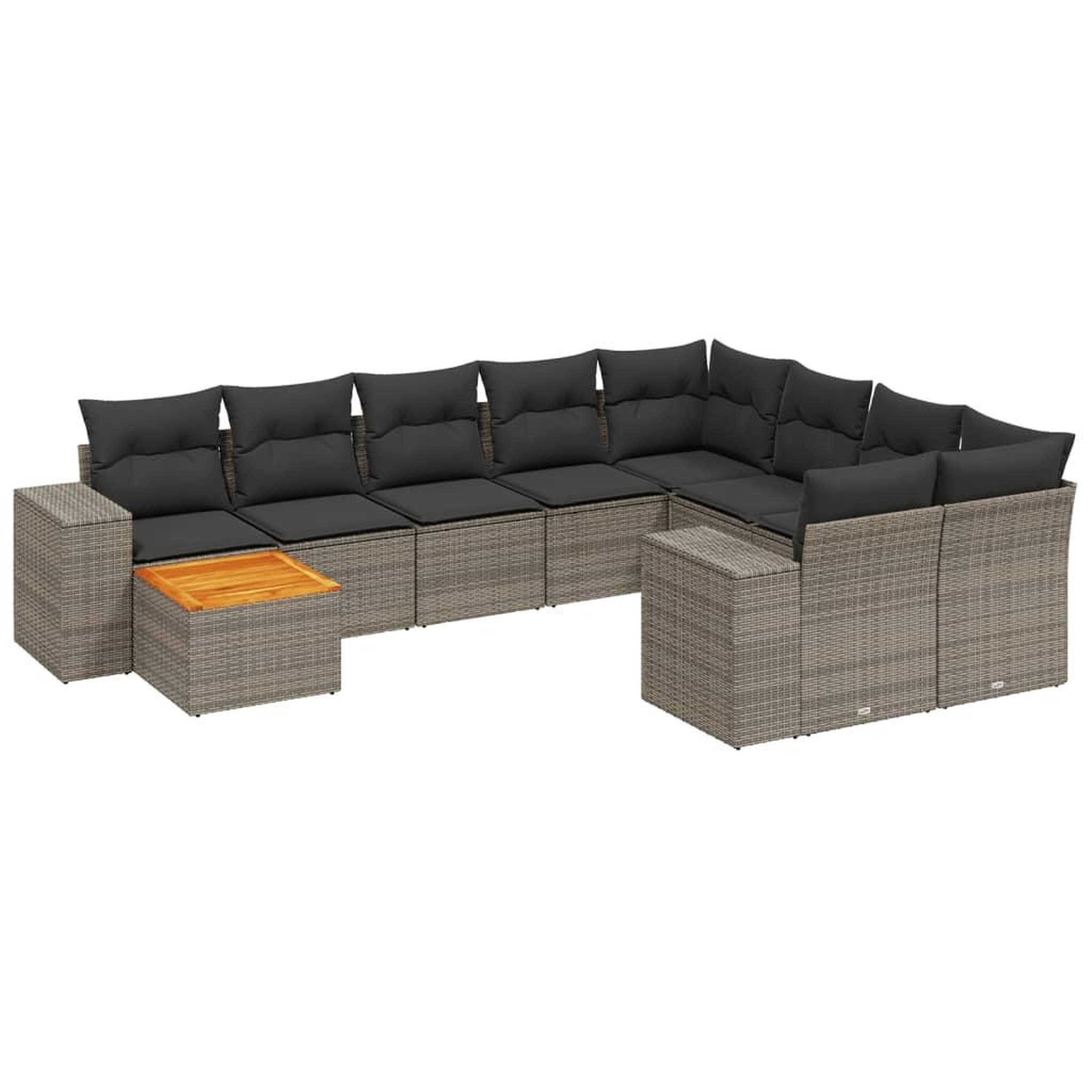 Voir la diapositive 2 : VIDAXL Salon de jardin avec coussins 10 pcs gris resine tressee