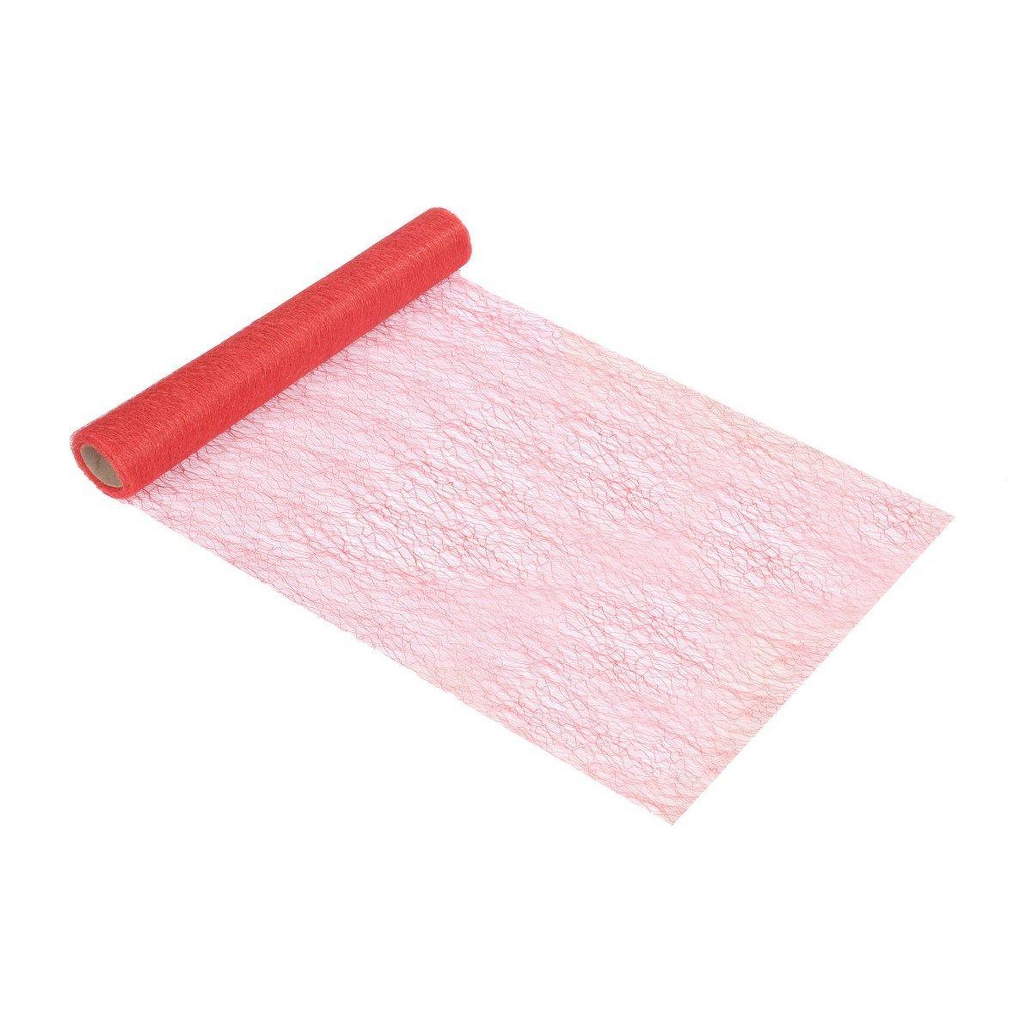 HOMEA Chemin de table jetable  effet maille  30cmx5m rouge