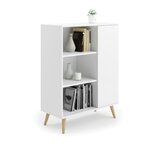 KOBI Bibliothèque Fondi en Bois Blanc avec Étagères Design Scandinave