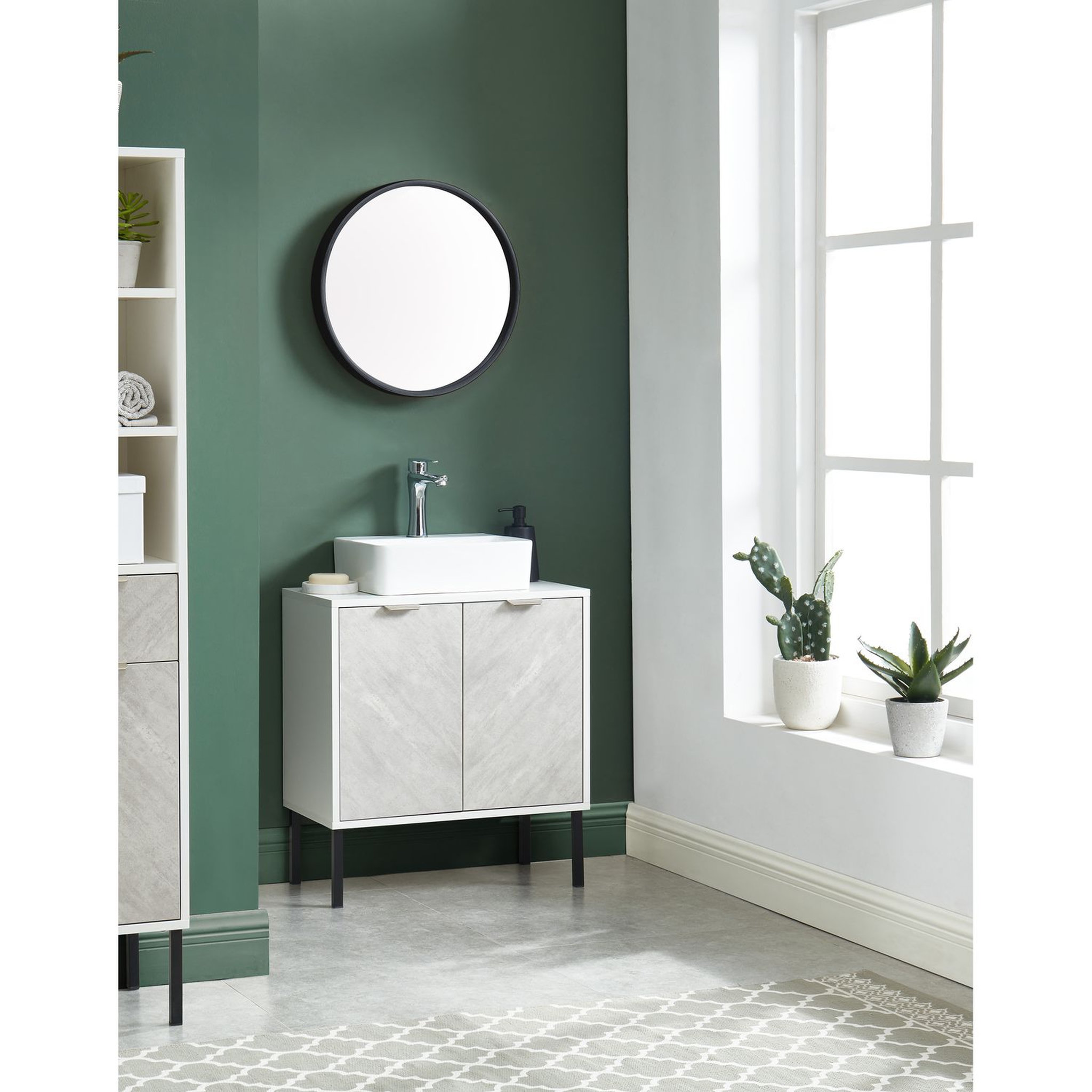 Voir la diapositive 4 : Meuble  de salle de bain sous-vasque 2 portes L60cm ALBUFEIRA