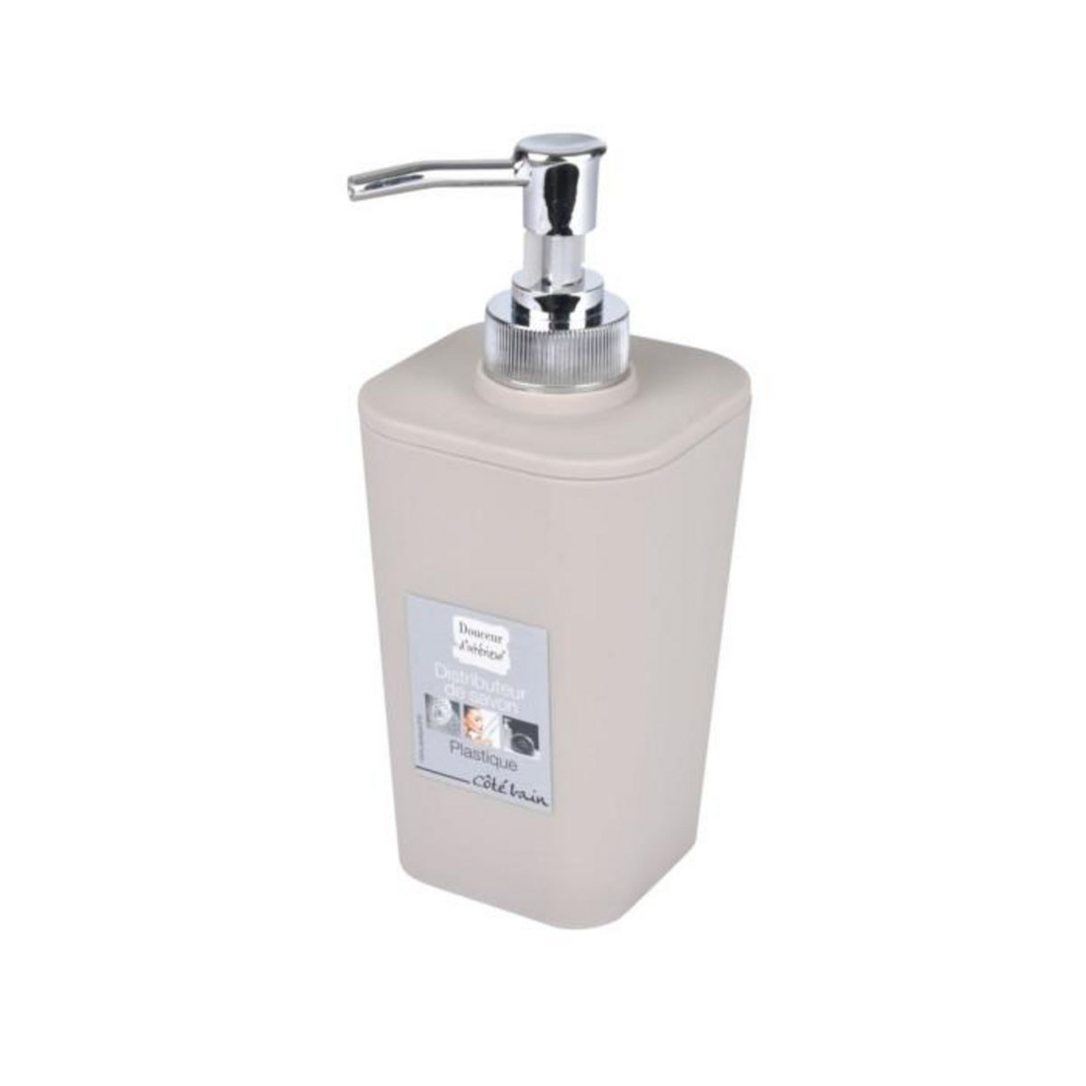 Paris Prix Distributeur de Savon Soft Touch  Vitamine II  17cm Taupe