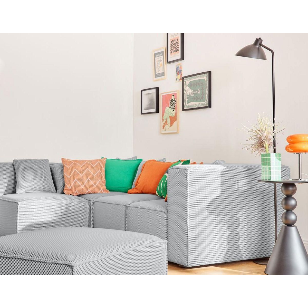 LISA DESIGN Arty - canapé modulable d'angle gauche 5 places - en tissu mailles 3d