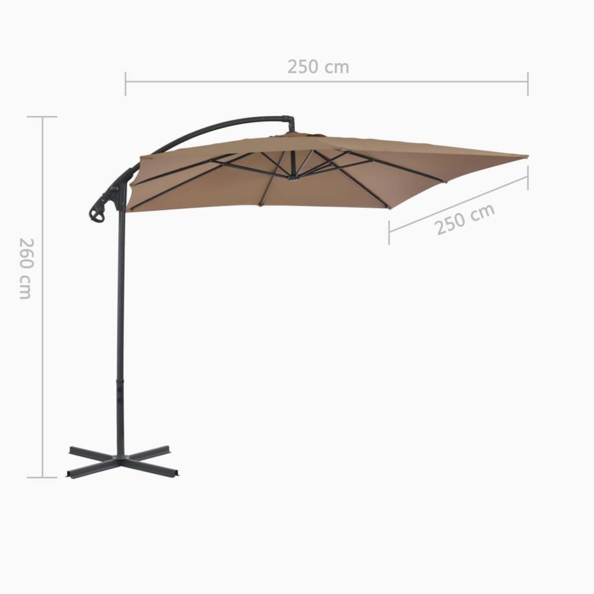 VIDAXL Parasol de jardin en porte-a-faux avec poteau en acier taupe