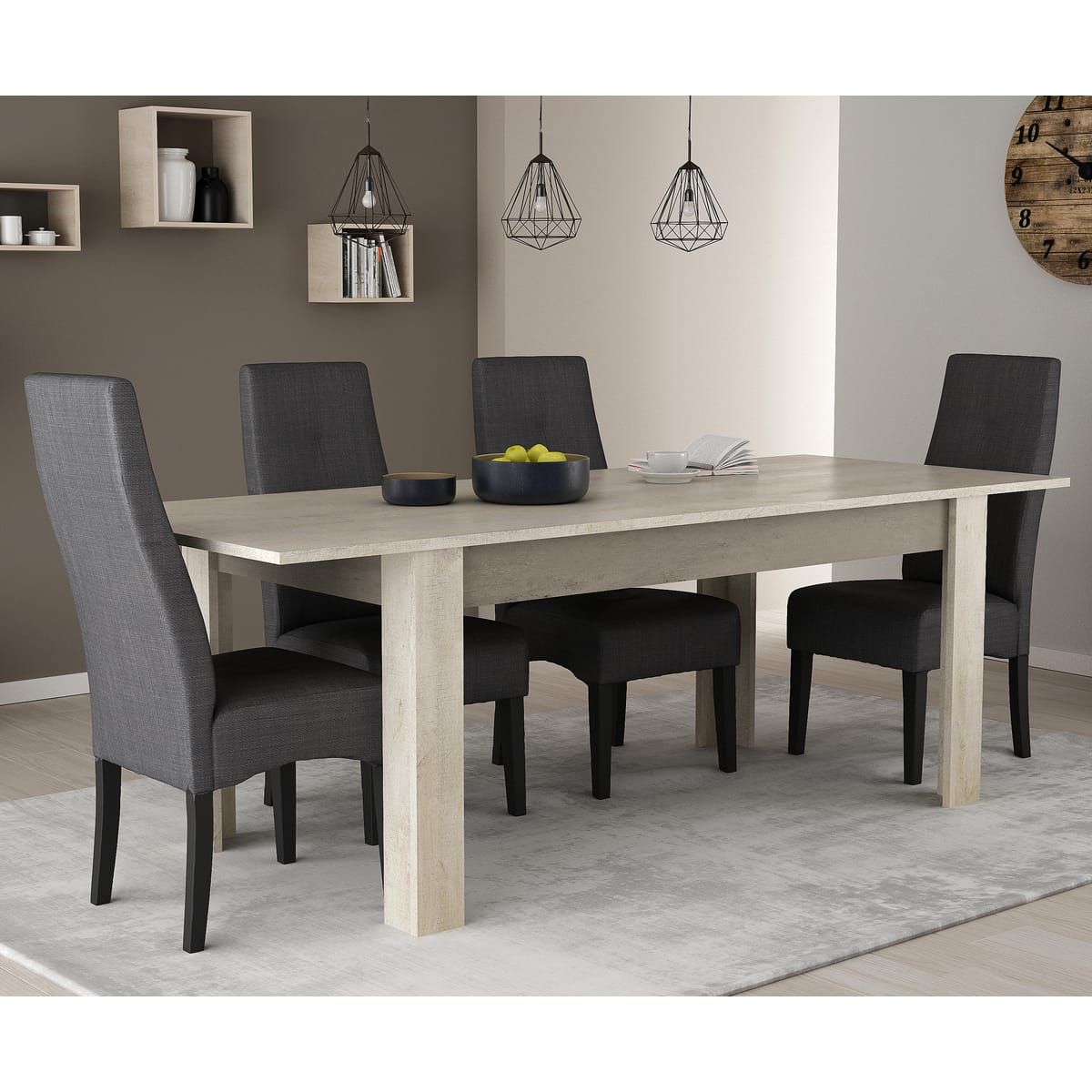 Ensemble table de séjour L170/230cm + enfilade 3 portes CANNES