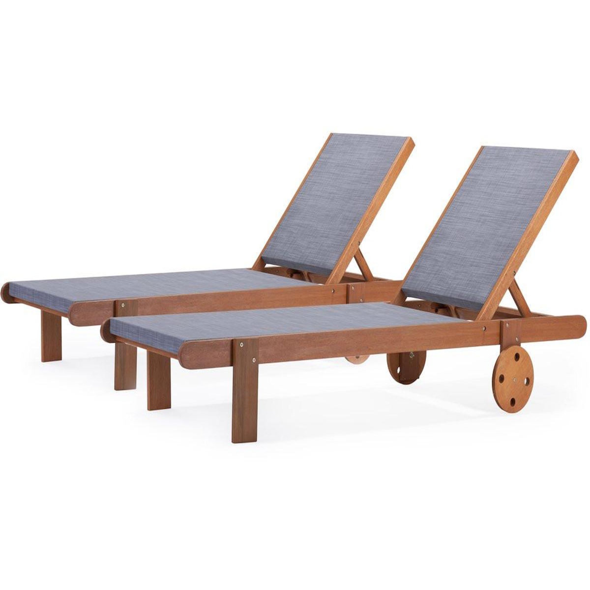 Habitat et Jardin Lot de 2 bains de soleil en bois exotique  Saïgon  - Maple - Gris