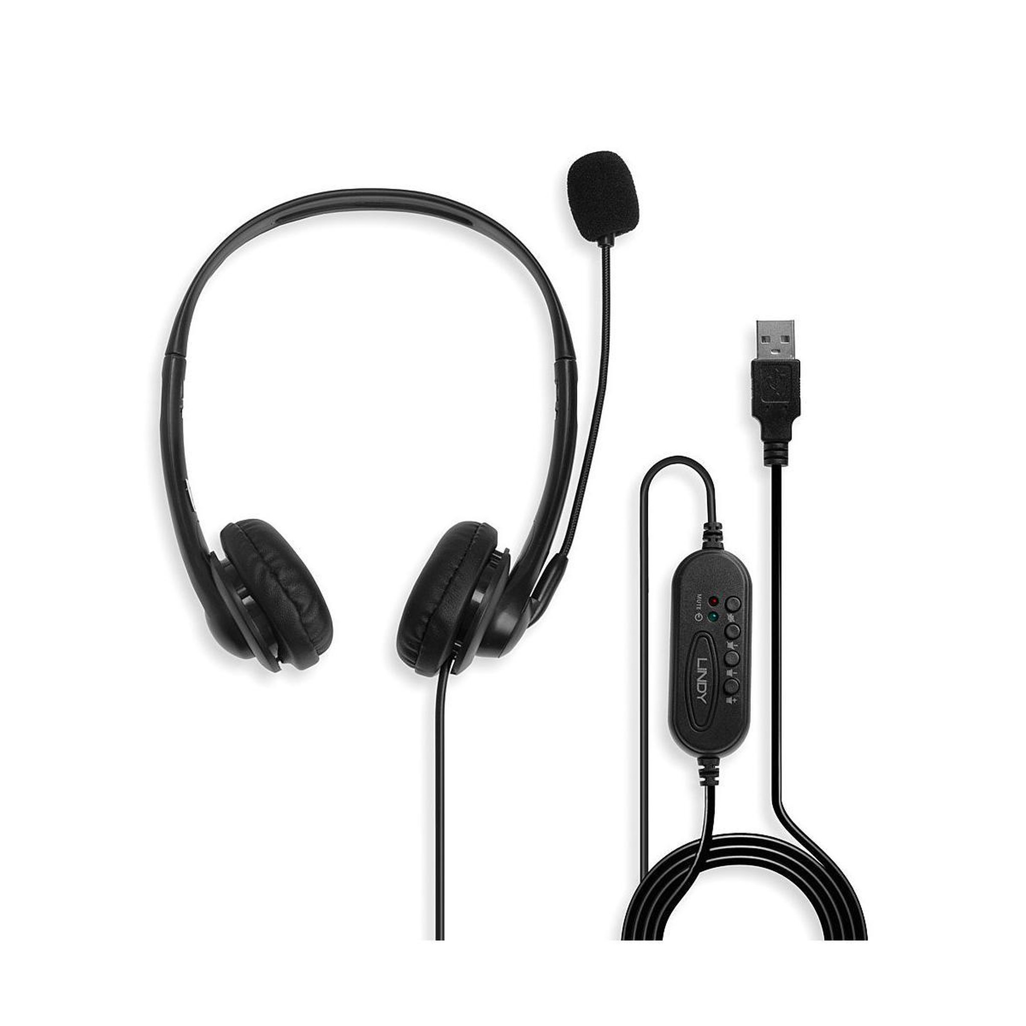 Voir la diapositive 3 : LINDY Casque USB Lindy avec microphone flexible