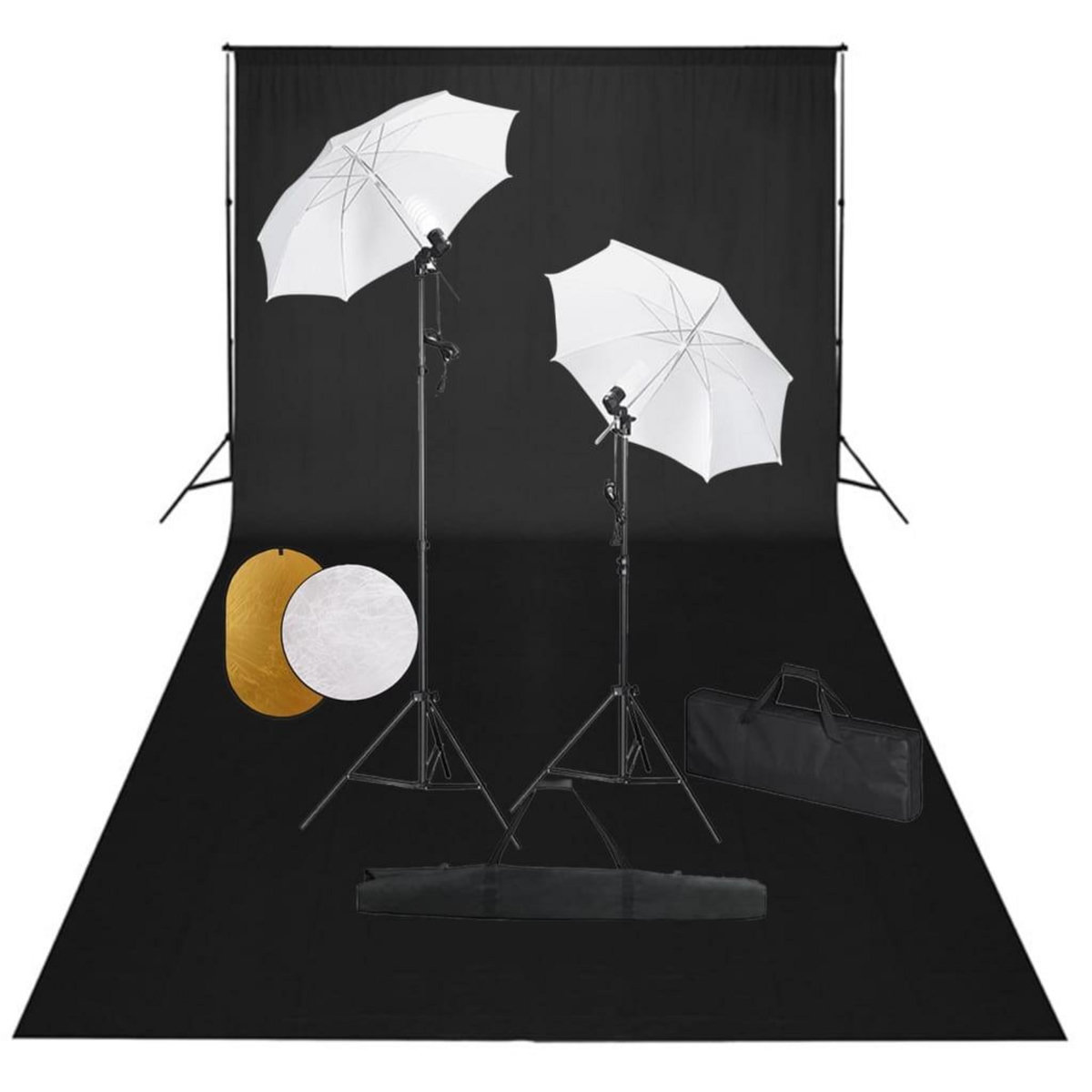 VIDAXL Kit de studio photo avec lampes toile de fond et reflecteur