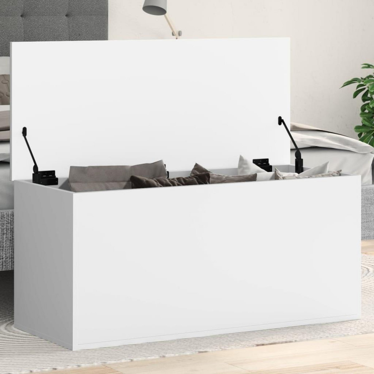 VIDAXL Boîte de rangement blanc 100x42x46 cm bois d'ingenierie