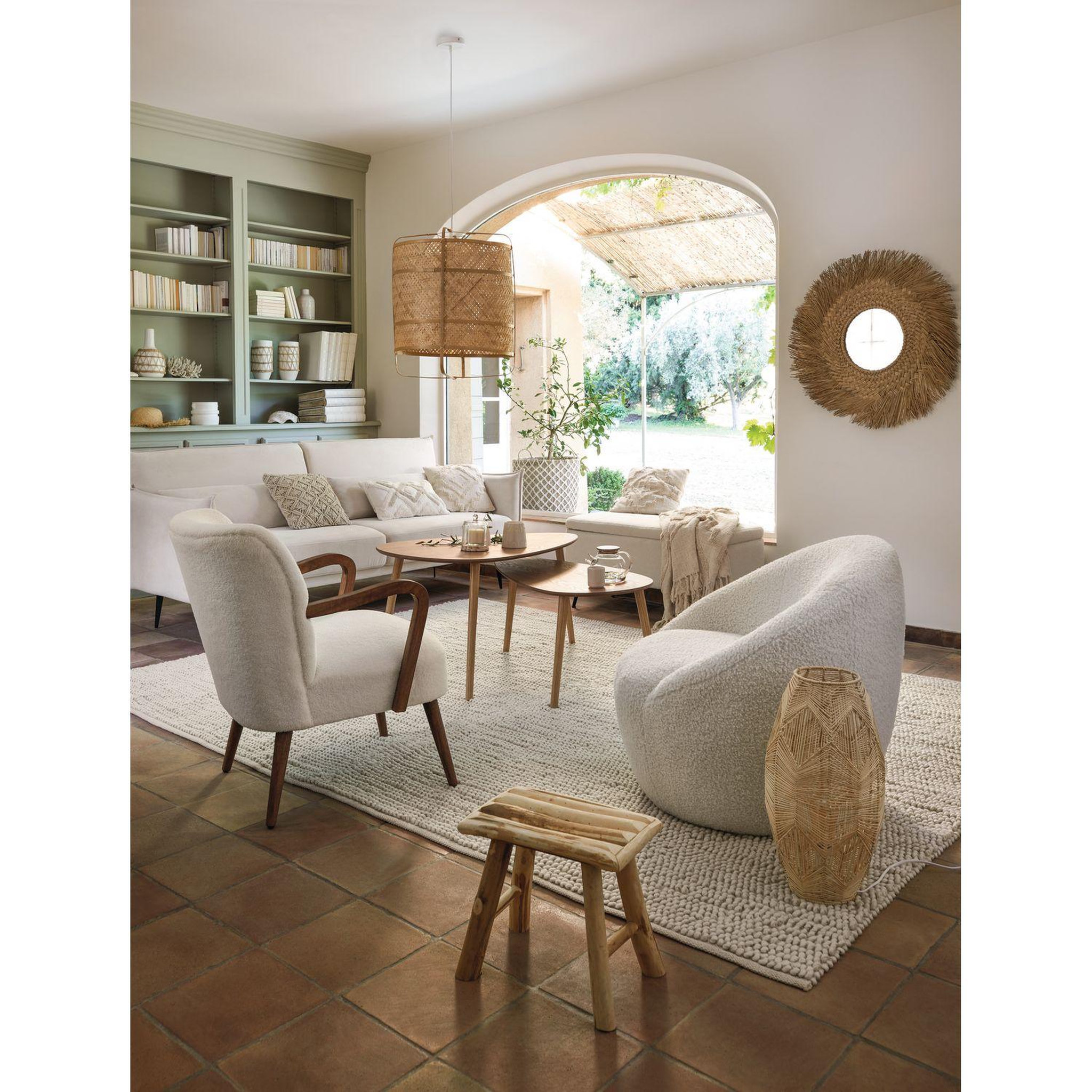 Voir la diapositive 2 : ATMOSPHERA Tabouret en bois woody - h. 32 cm - naturel
