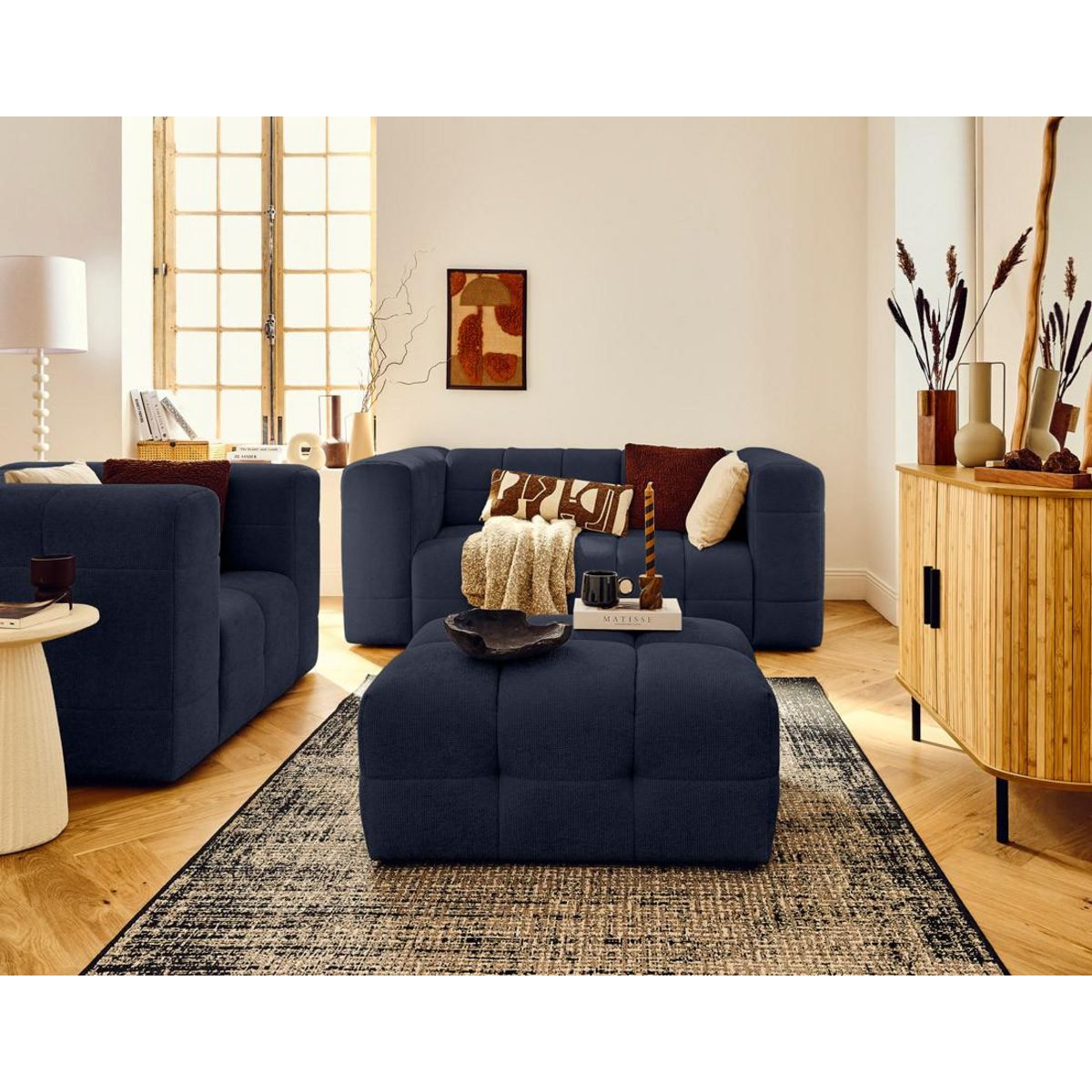 LISA DESIGN Suzano - canapé droit 2 places en tissu texturé