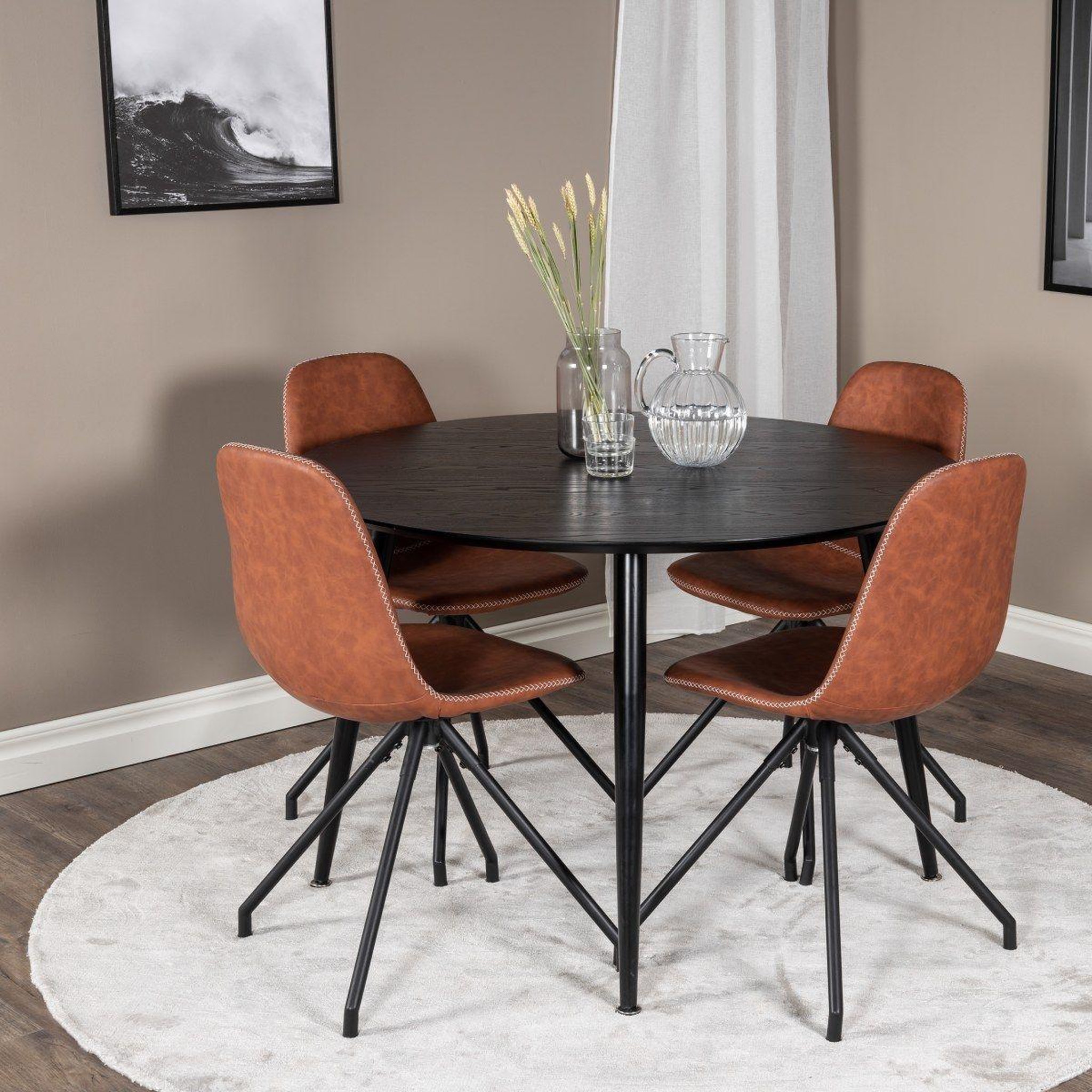 Voir la diapositive 4 : Paris Prix Table à manger ronde  dipp  115cm noir