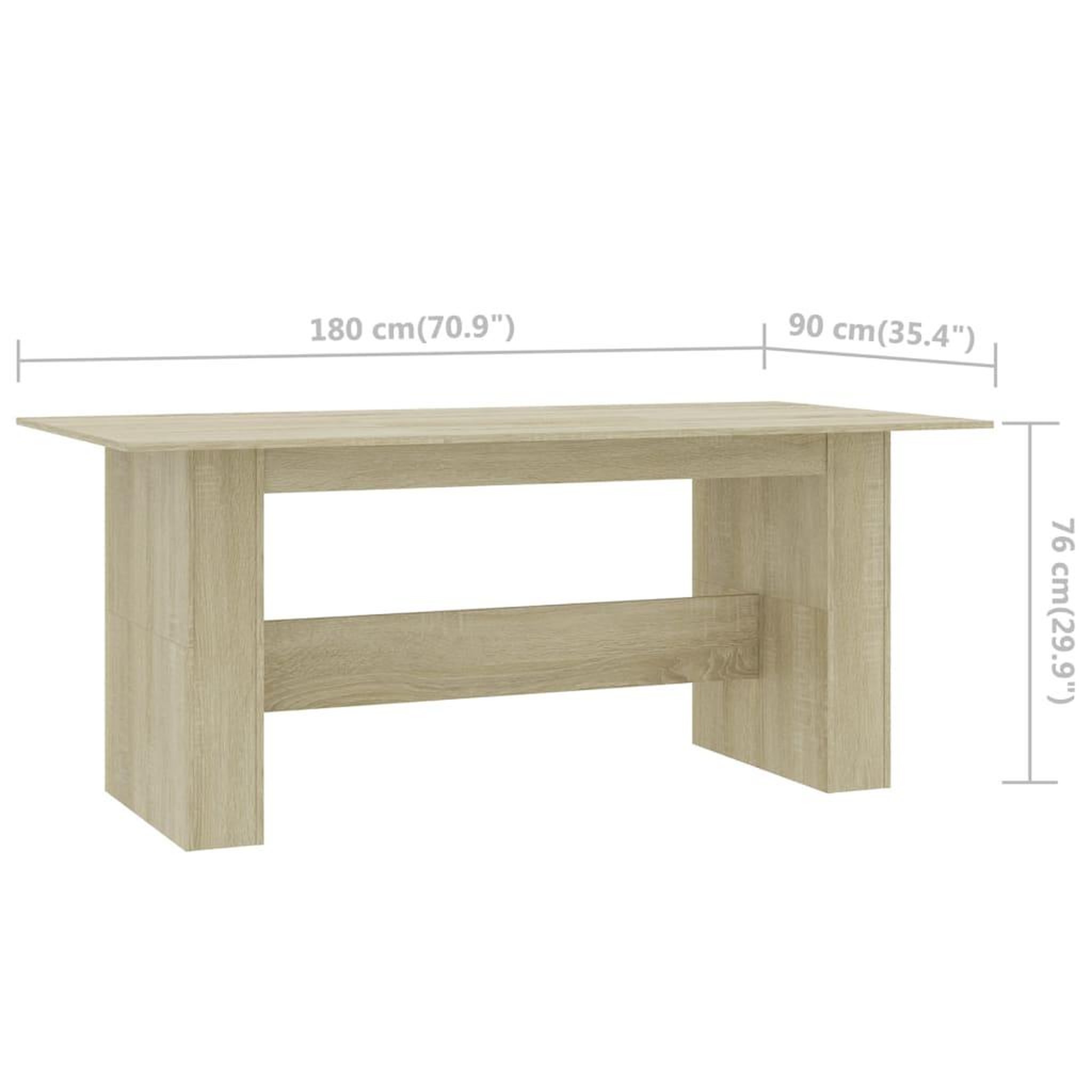 Voir la diapositive 6 : VIDAXL Table a manger Chene sonoma 180x90x76 cm Bois d'ingenierie