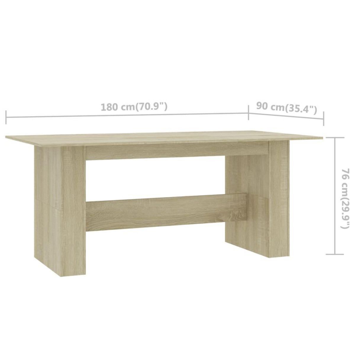 VIDAXL Table a manger Chene sonoma 180x90x76 cm Bois d'ingenierie