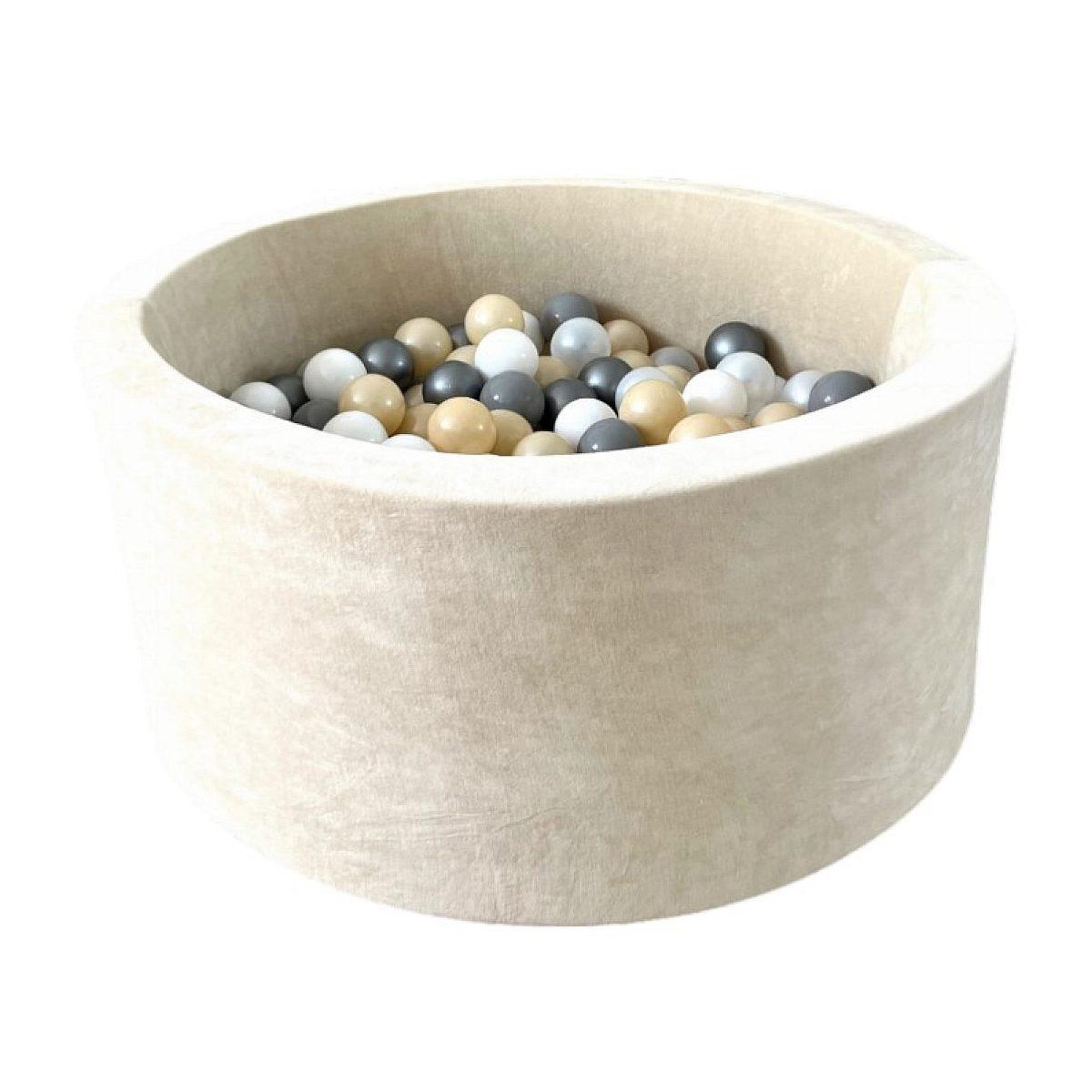 MONIO FOR KIDS Piscine à balles velours 90 cm crème + 200 balles