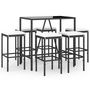 Voir la diapositive 2 : VIDAXL Ensemble de bar de jardin 7 pcs avec coussins noir poly rotin