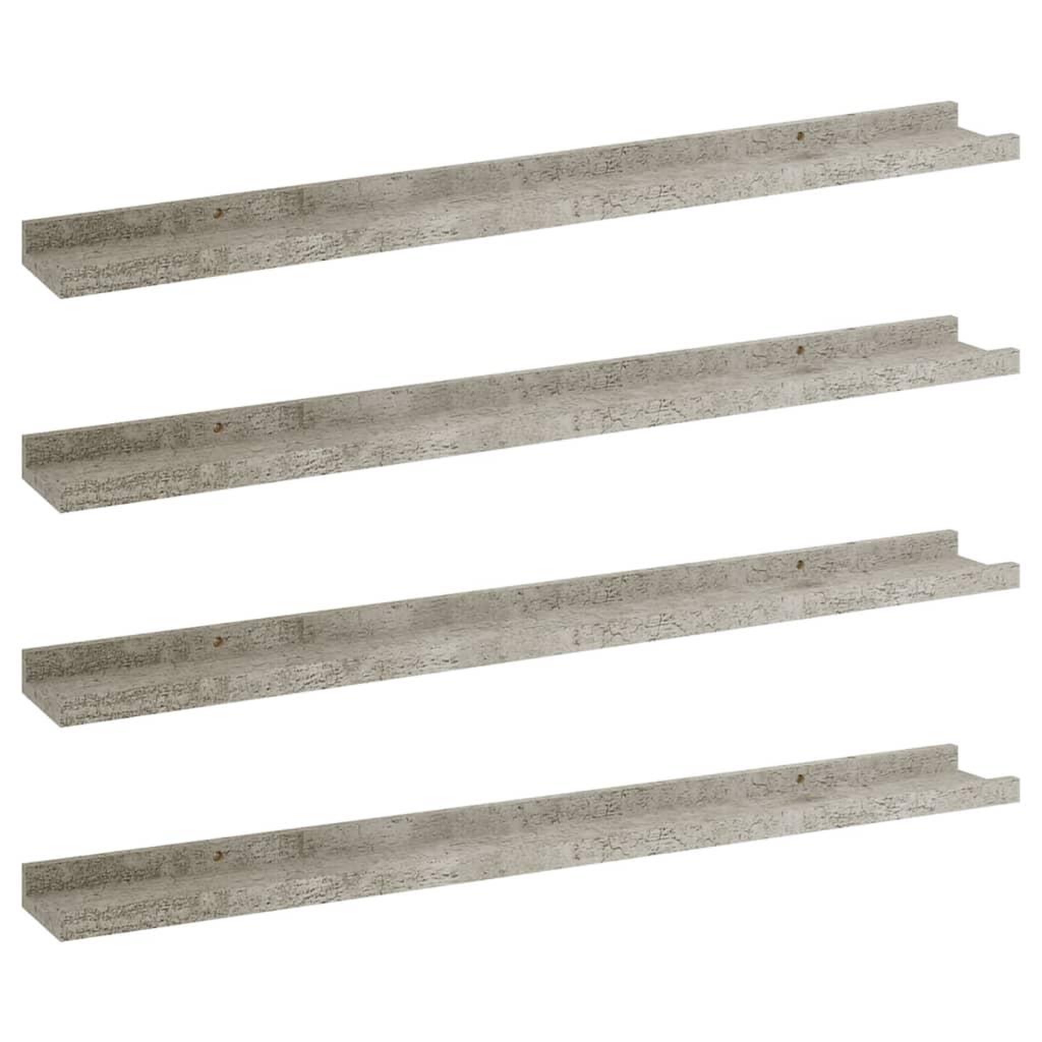 Voir la diapositive 2 : VIDAXL Etageres murales 4 pcs Gris beton 80x9x3 cm