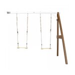 Axi House AXI Portique mural en bois Marron Blanc 2 balançoires 160x244x207cm
