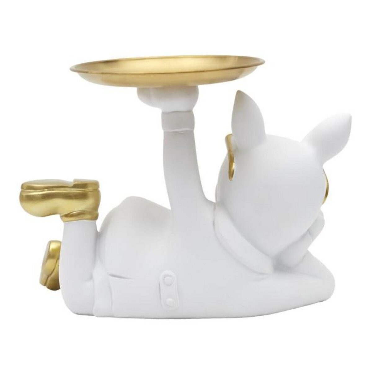 Paris Prix Vide-Poche Statue  Bulldog  27cm Blanc