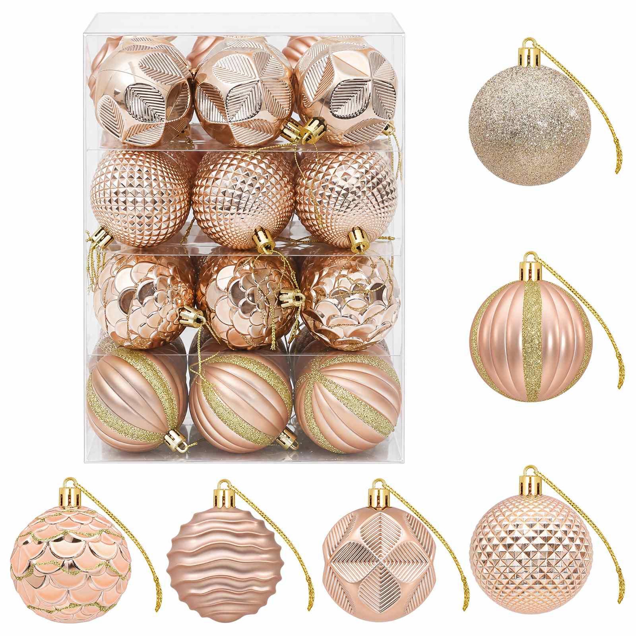 VIDAXL Ensemble de boules de Noël 36 pc Or rose Diam. 6 cm Polystyrene