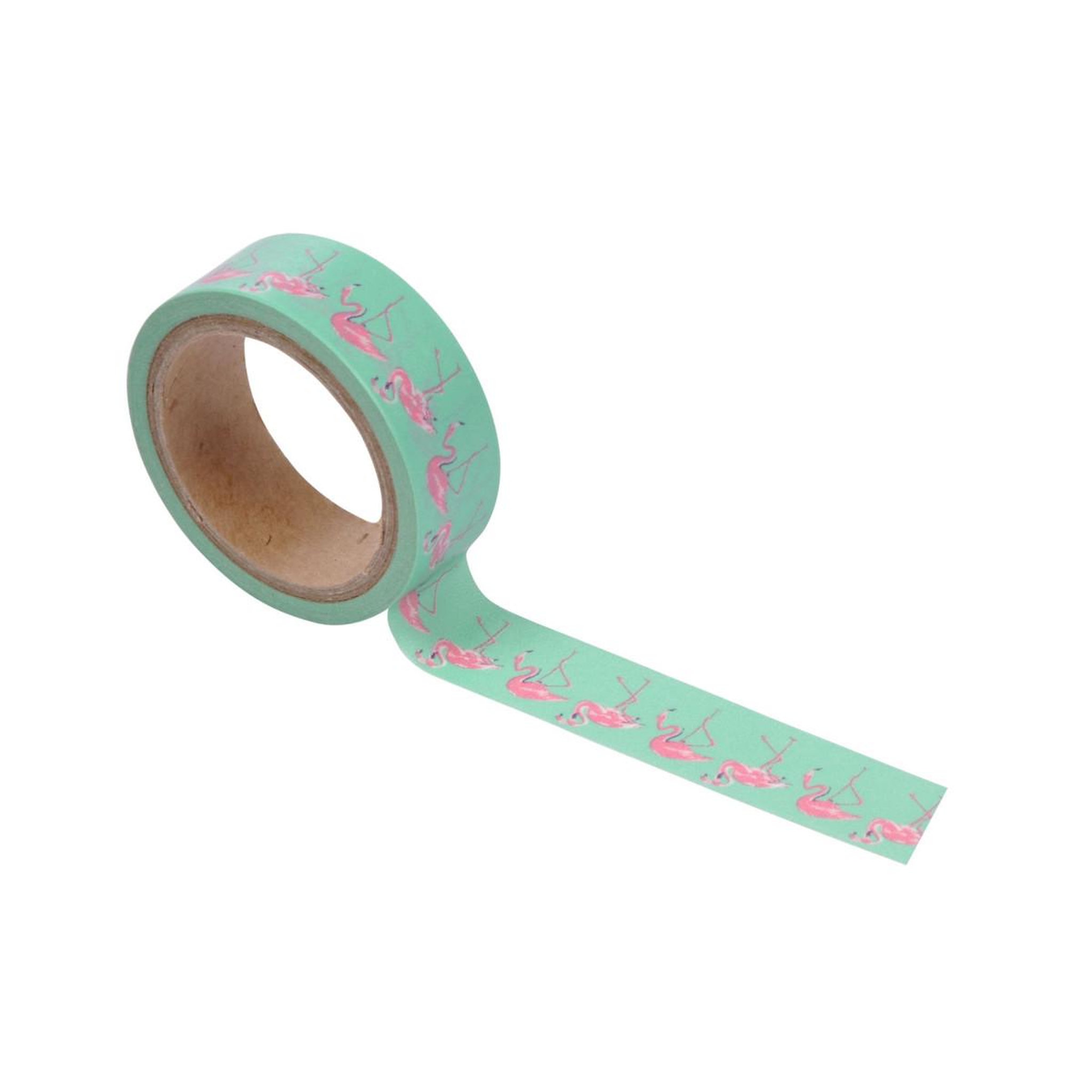HOMEA Ruban masking tape  flamant rose  5m vert
