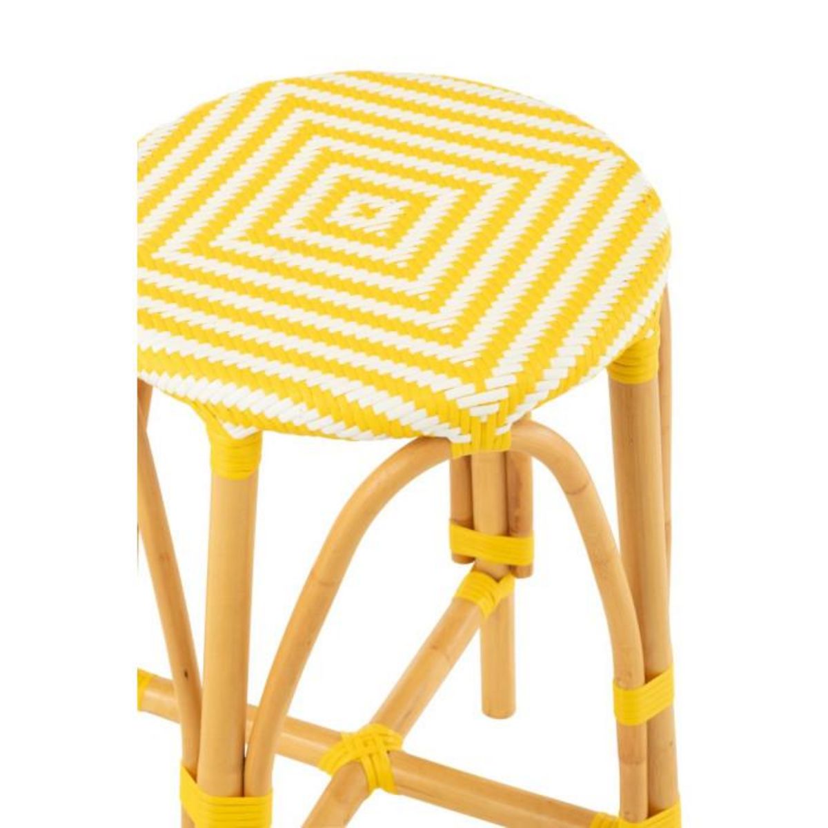 Paris Prix Tabouret de Bar en Rotin  Danial  65cm Jaune & Naturel