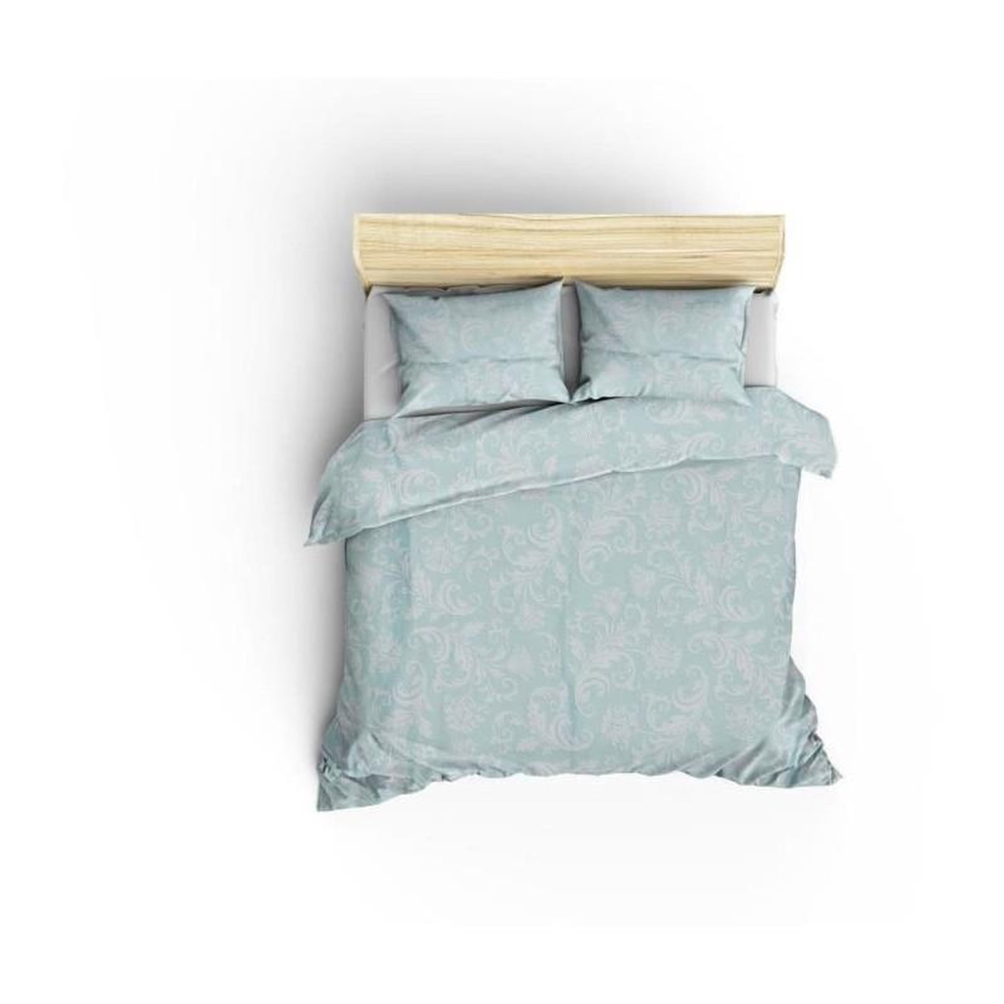 Voir la diapositive 2 : GENERIQUE Parure de lit - 1 housse de couette 220 x 240 cm + 2 taies d'oreiller 60 x 60 cm - Satiné 100% coton - Blanc