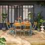 Voir la diapositive 2 : SWEEEK Table de jardin acacia avec coins arrondis, 6 chaises, 120 x 80 x 75 cm