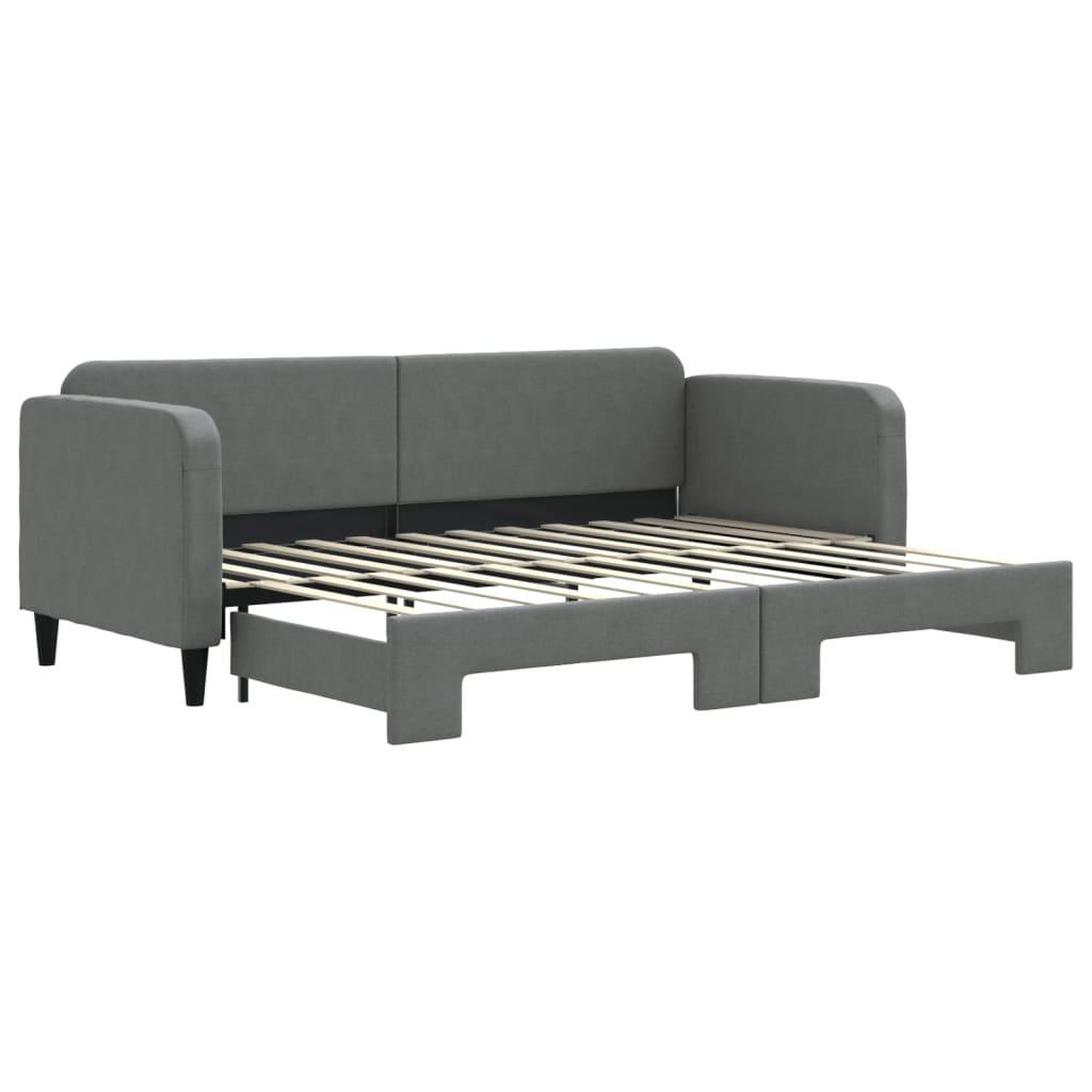 Voir la diapositive 2 : VIDAXL Lit de jour avec gigogne sans matelas gris fonce 80x200 cm
