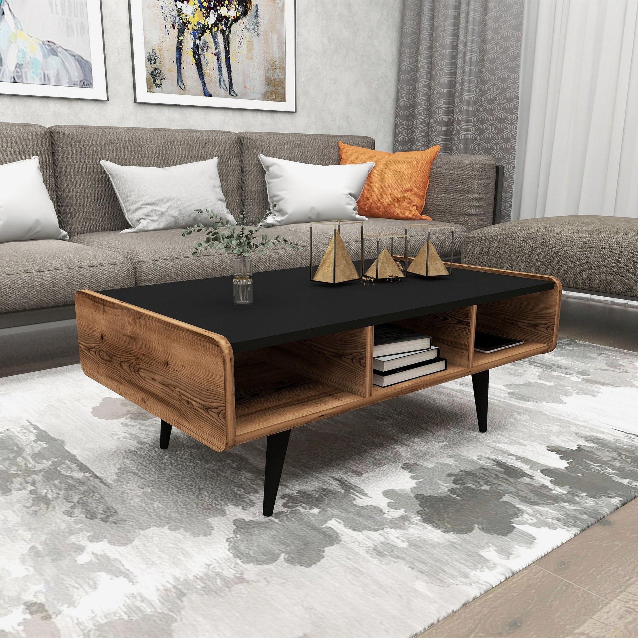 Voir la diapositive 2 : Habitat et Jardin Table basse en bois  line   - 90 x 56 x 40 cm - noyer clair