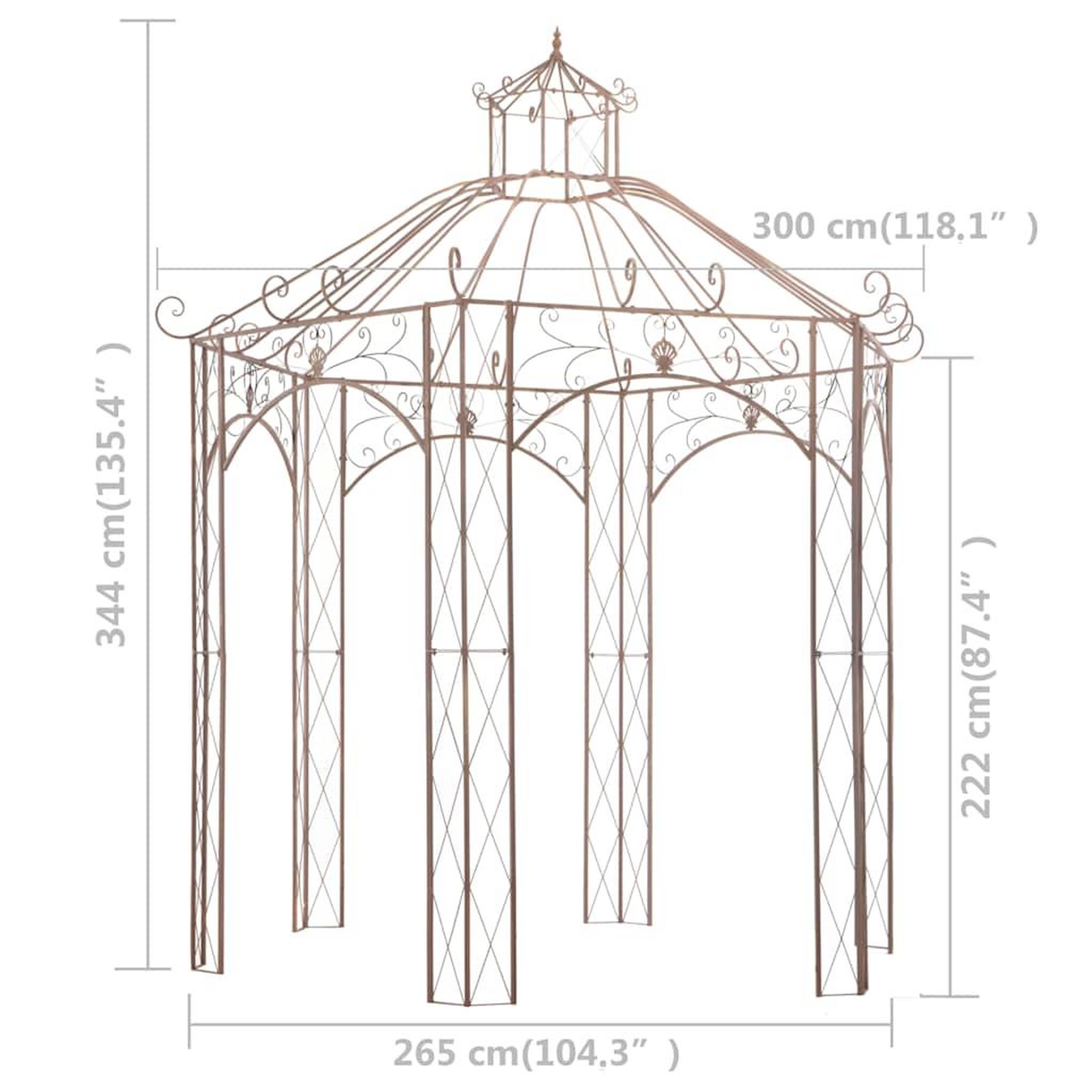 Voir la diapositive 6 : VIDAXL Pavillon de jardin marron antique 3 m fer