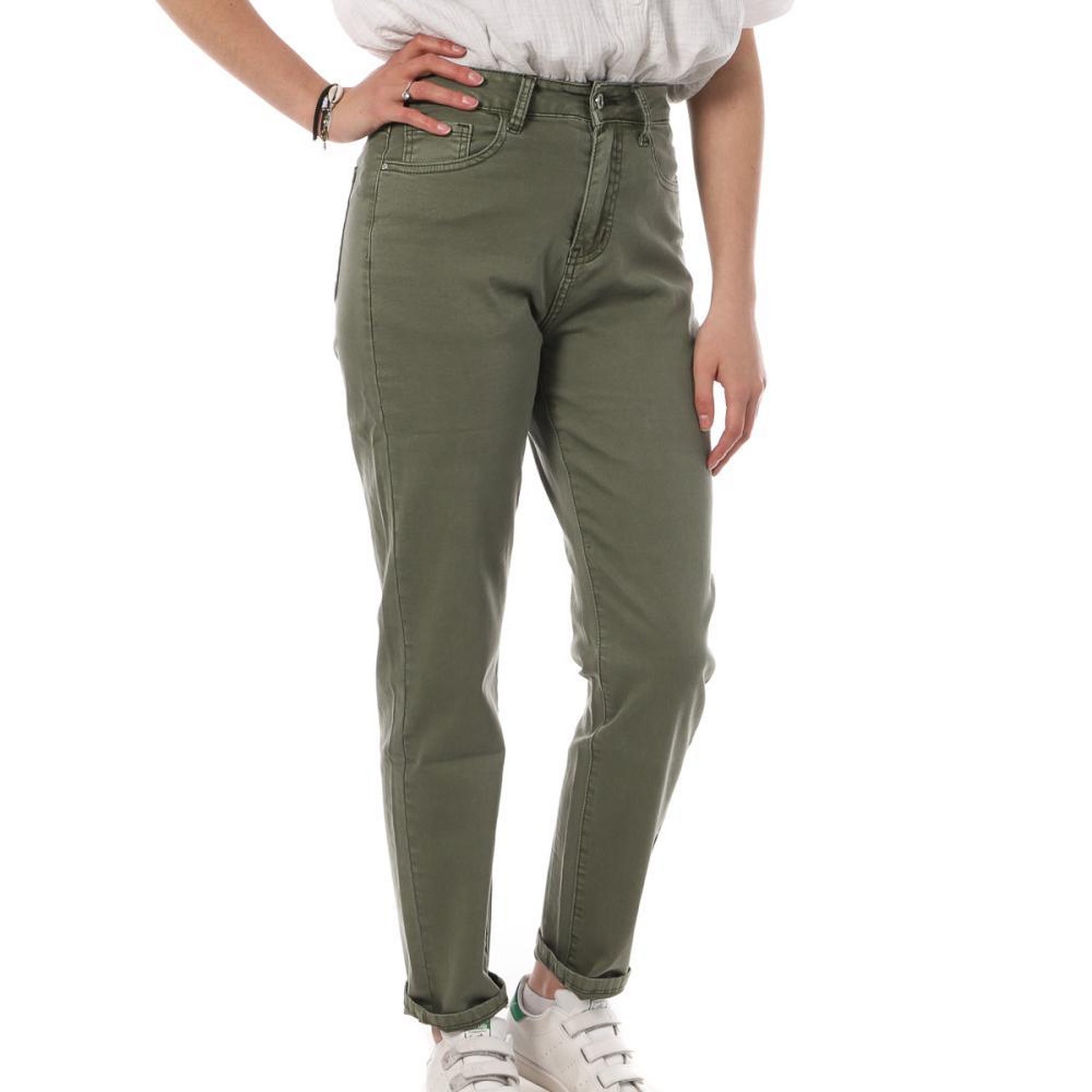 MONDAY PREMIUM Jean Droit Kaki Femme Monday Premium LW-348. Coloris disponibles : Vert