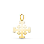 L'ATELIER D'AZUR Pendentif Médaille Or 18 Carats 750 Jaune - Croix de Jérusalem - Chaine Offerte - Moyen Modèle