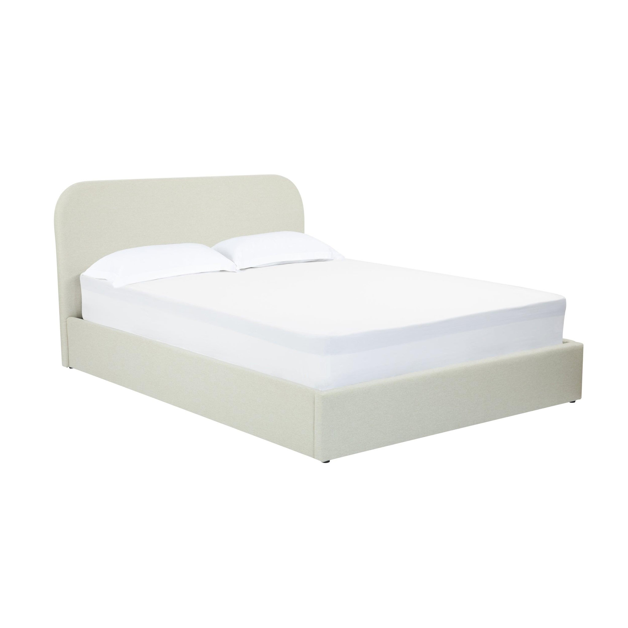MAISON PAVANE Lit double avec coffre 160x200 cm en tissu gris/beige-tilly