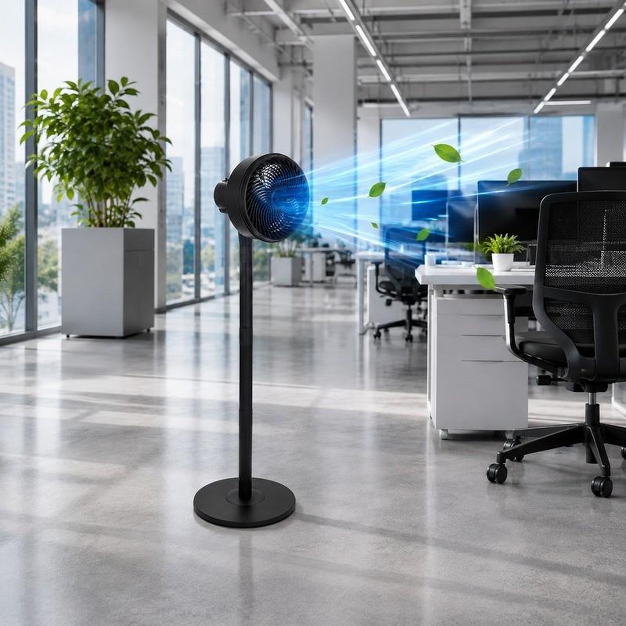 Voir la diapositive 2 : Ventilateur sur pied 65 w – 3 vitesses - oscillation et hauteur réglable