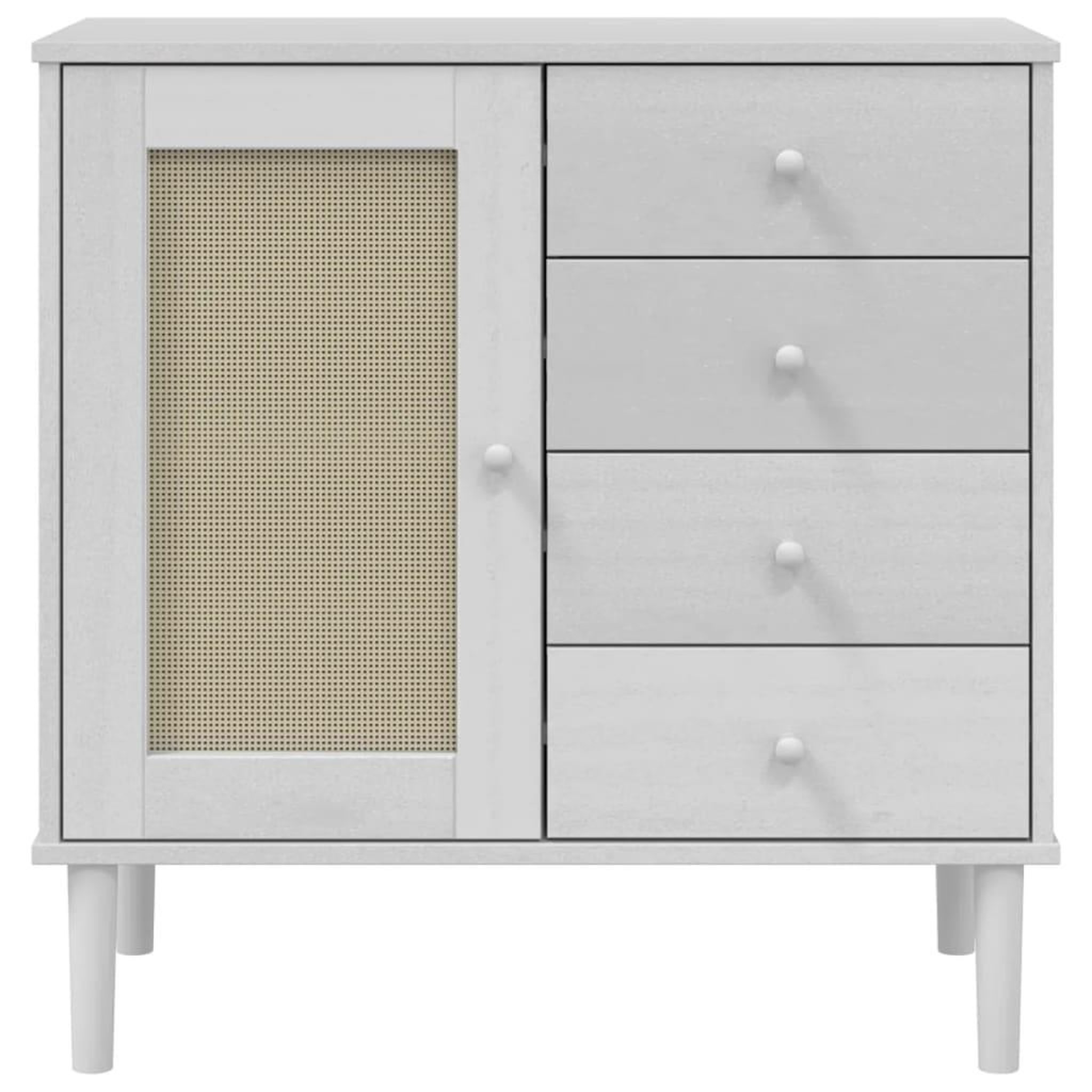 Voir la diapositive 5 : VIDAXL Buffet SENJA aspect rotin blanc 80x40x80 cm bois massif de pin