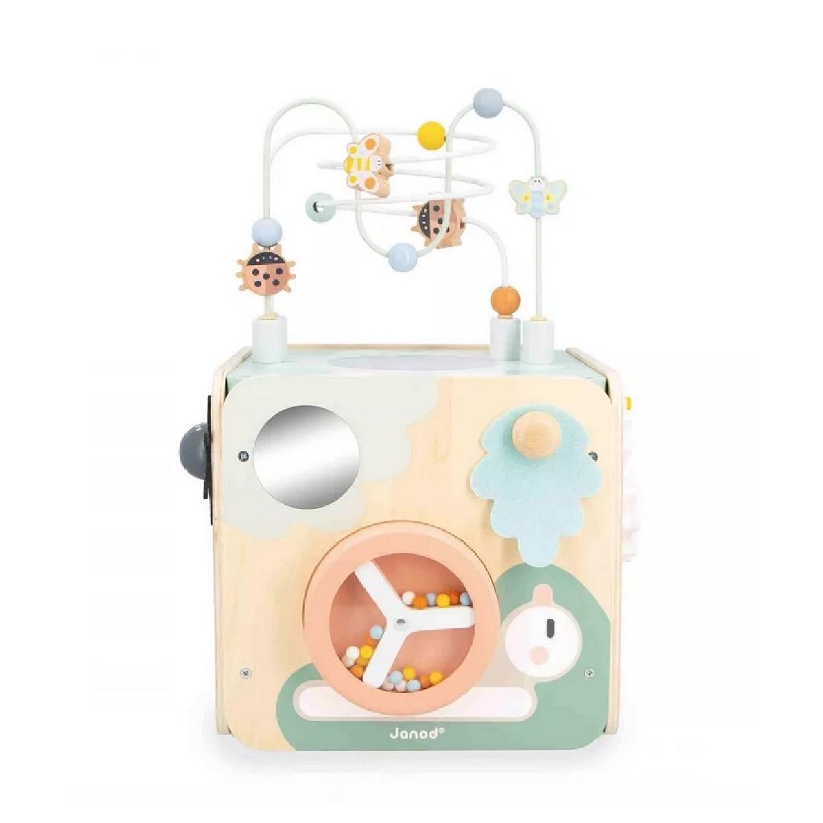 Juratoys-Janod Cube d'activités Maxi Cube Sweet Cocoon pour Bébé - Plus de 10 Jeux Amusants