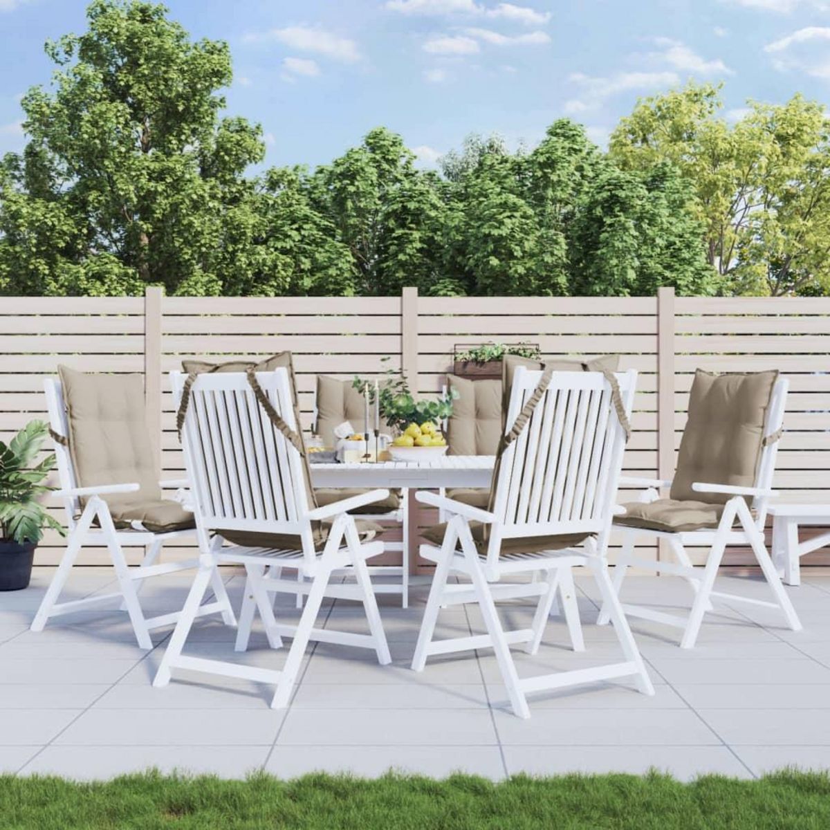 VIDAXL Coussins de chaise a dossier haut lot de 6 taupe tissu oxford