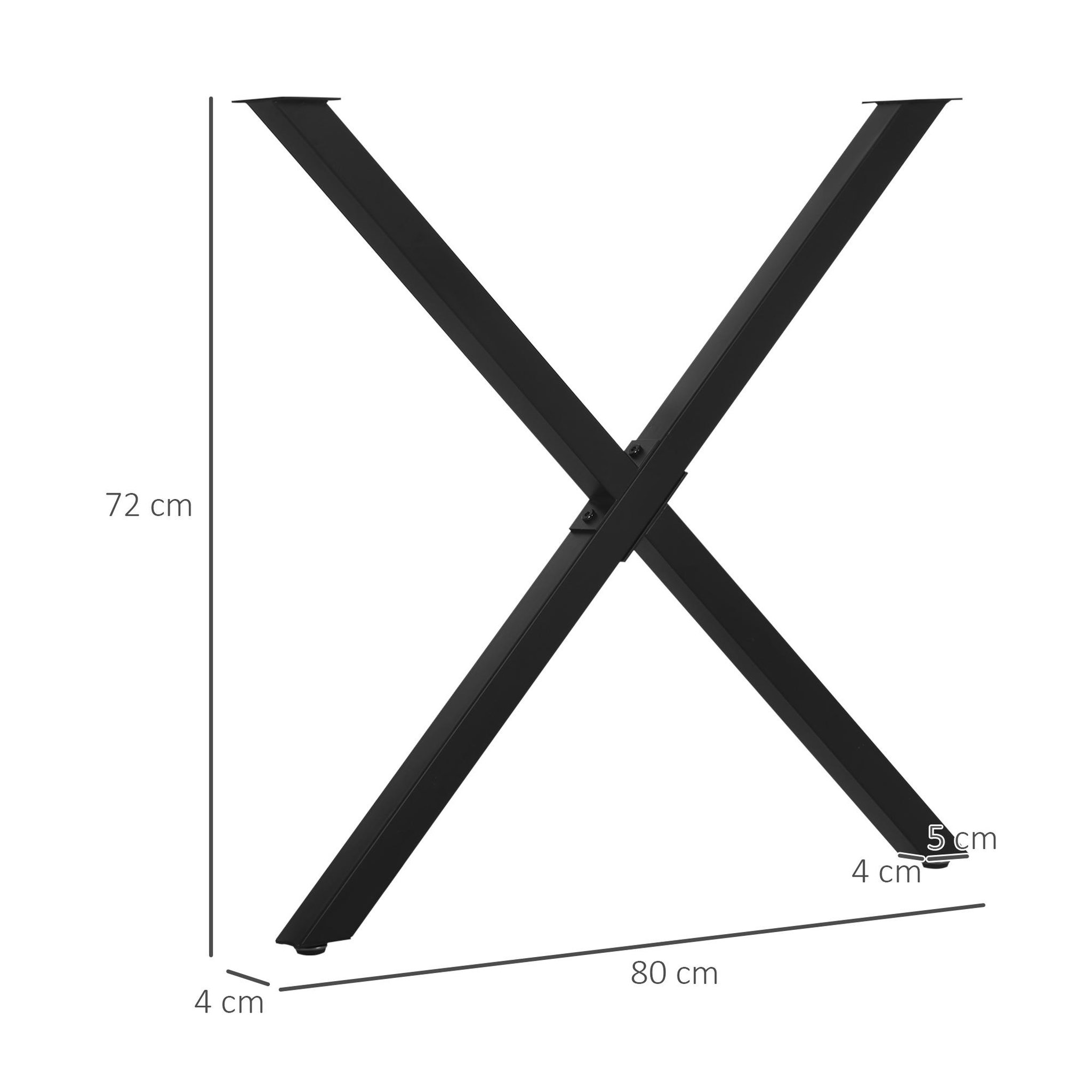 Voir la diapositive 3 : HOMCOM Lot de 2 pieds de table design industriel en croix - piètement antidérapant - dim. 80L x 4l x 72H cm - acier époxy noir