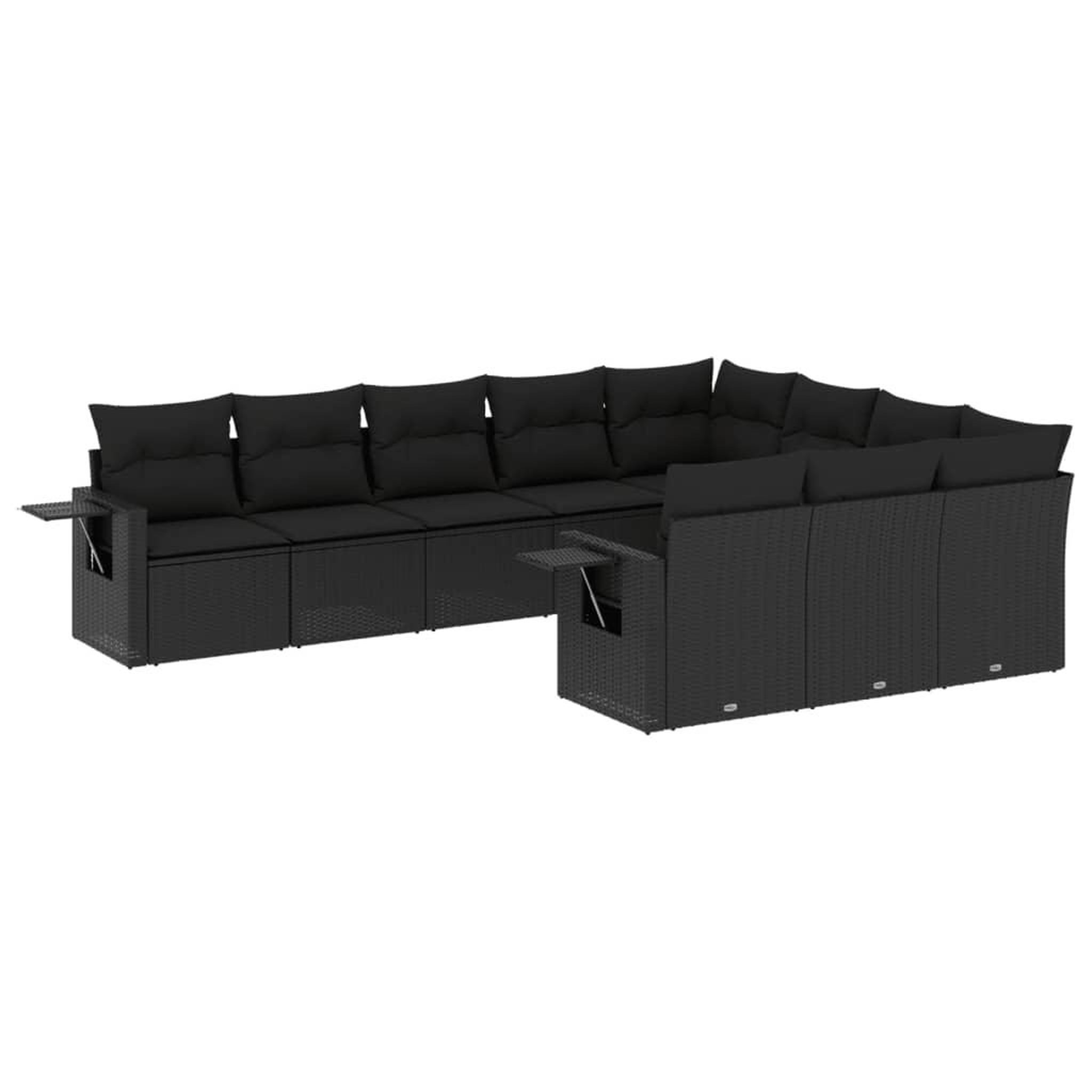 Voir la diapositive 2 : VIDAXL Salon de jardin 10 pcs avec coussins noir resine tressee