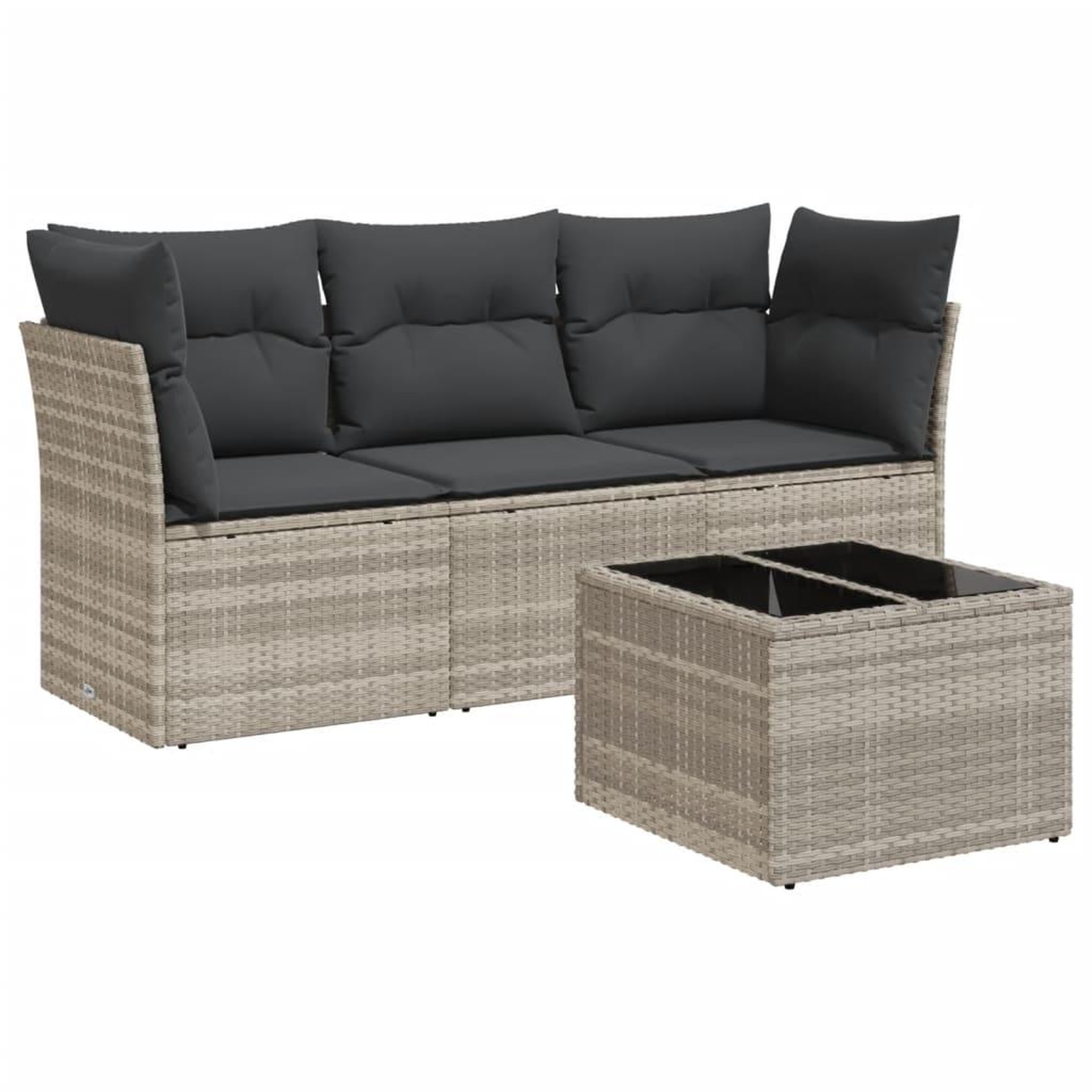 Voir la diapositive 2 : VIDAXL Salon de jardin 4 pcs avec coussins gris clair resine tressee