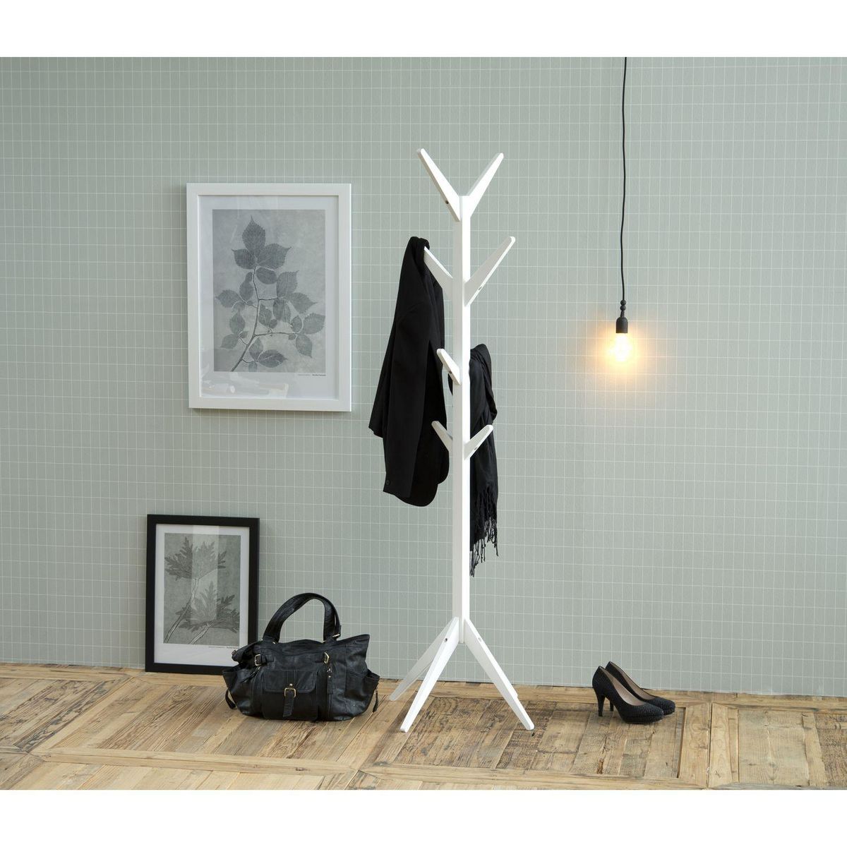 TOILINUX Porte-manteau Gary sur 4 pieds en MDF avec 8 accroches