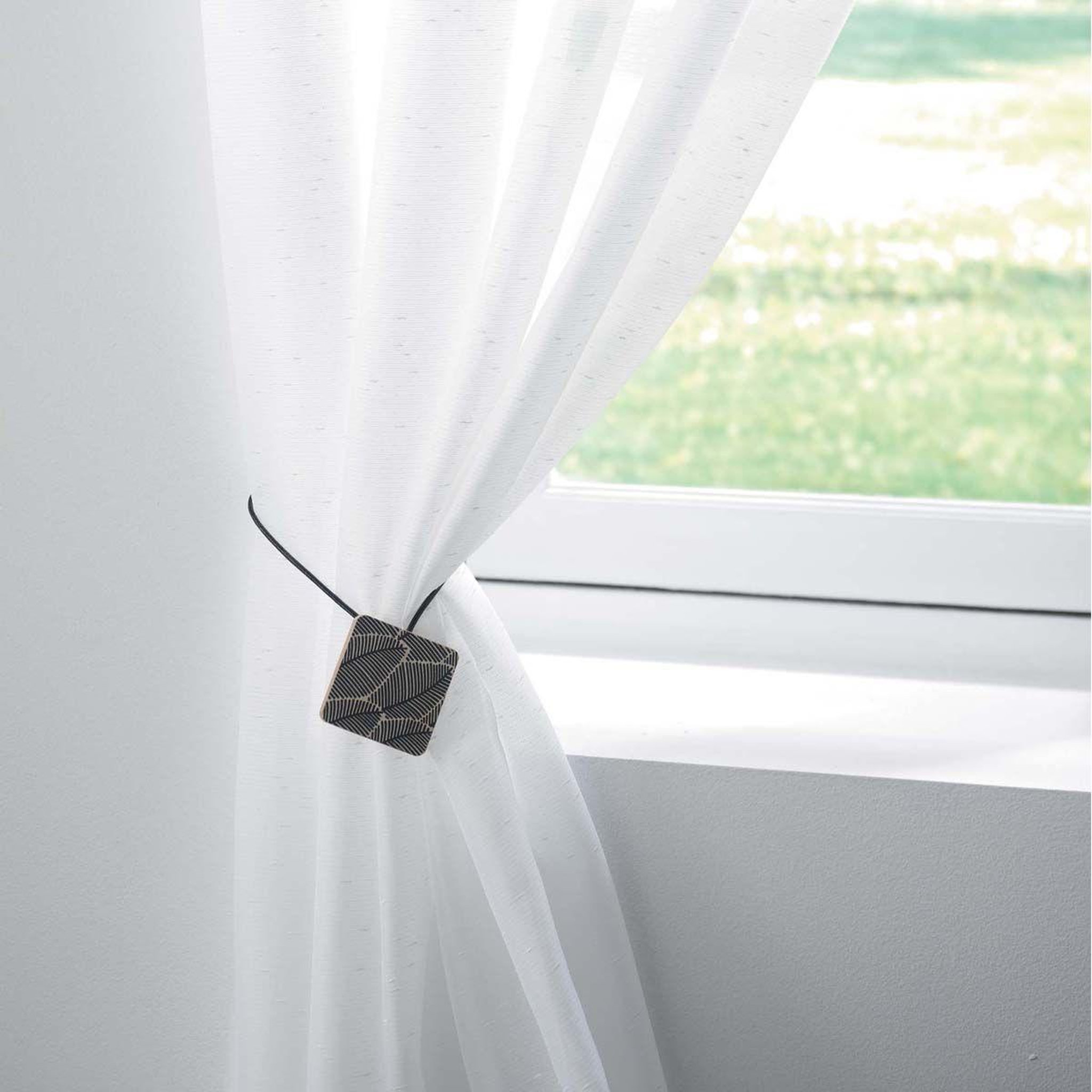 Voir la diapositive 3 : Douceur d'Intérieur Embrasse de rideau aimantée  leaf  43cm noir