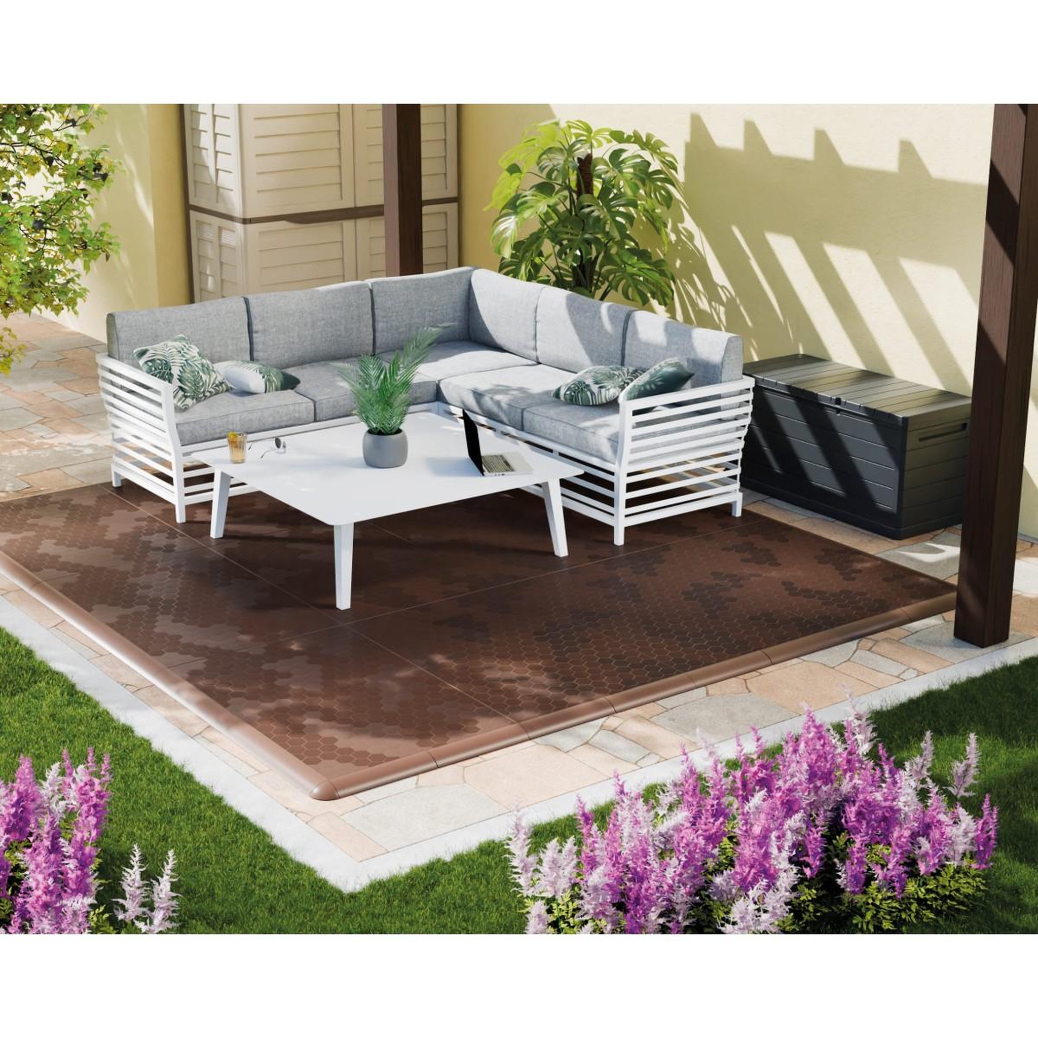 Voir la diapositive 6 : INTEC Lot de 6 dalles de sol clipsables marron taupe 116x76x3cm polypropylène revêtement de sol modulable 4.61m2 intec