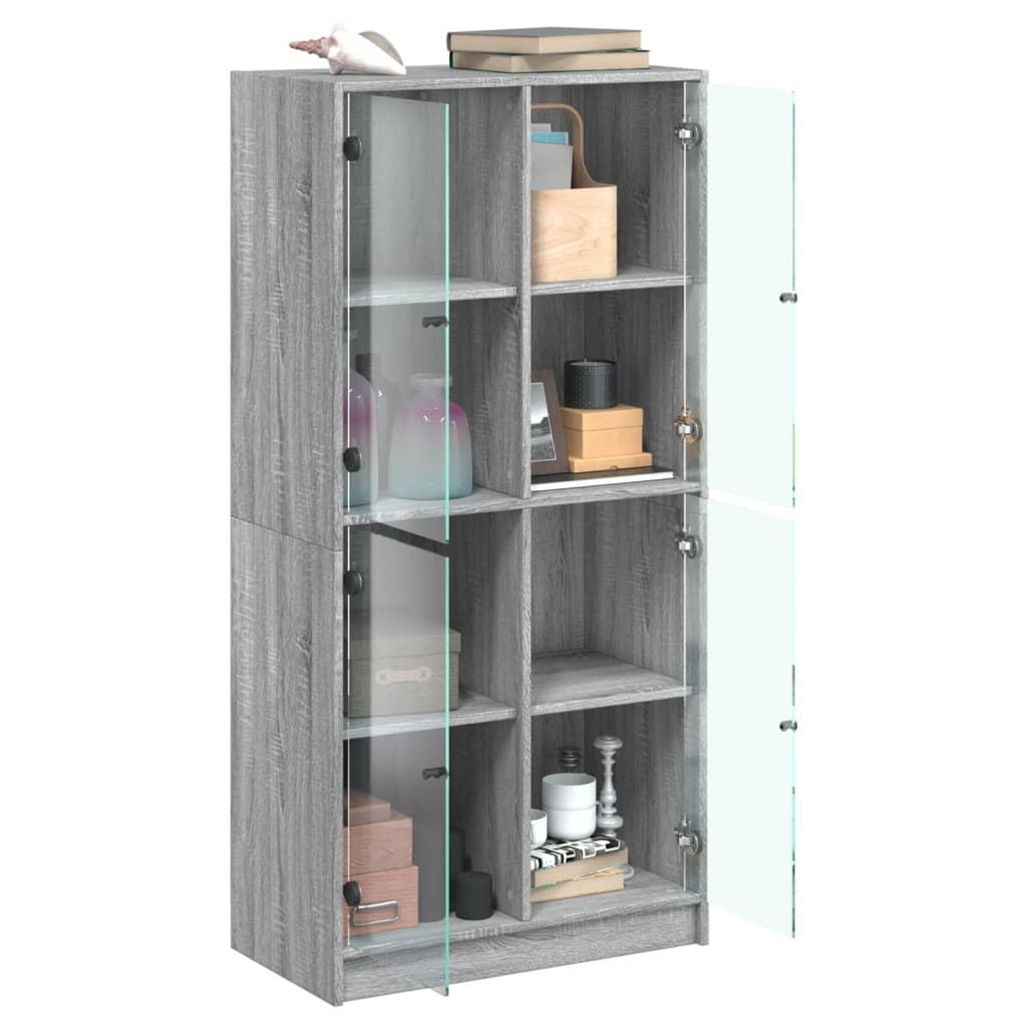 Voir la diapositive 4 : VIDAXL Buffet haut avec portes gris sonoma 68x37x142cm bois ingenierie