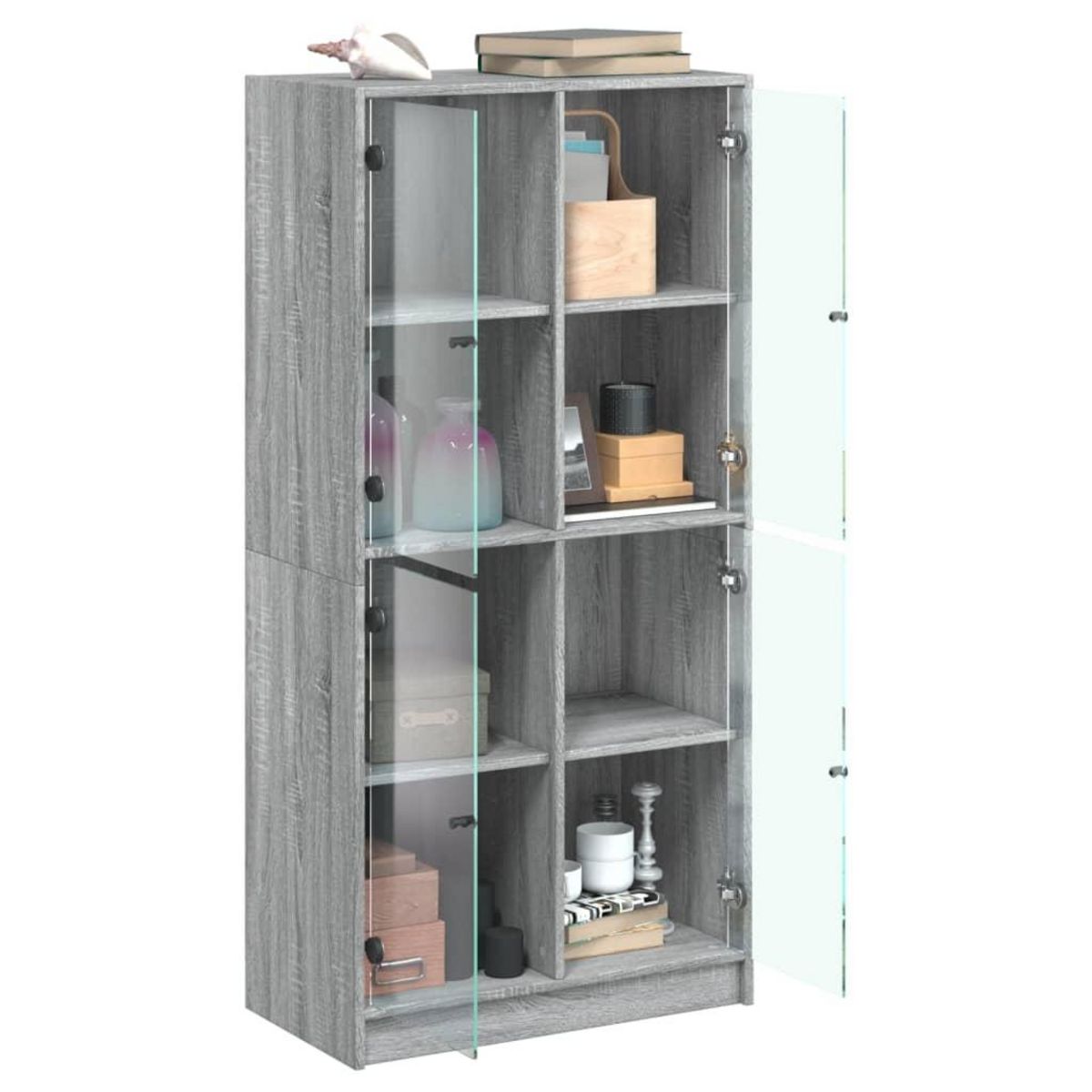 VIDAXL Buffet haut avec portes gris sonoma 68x37x142cm bois ingenierie